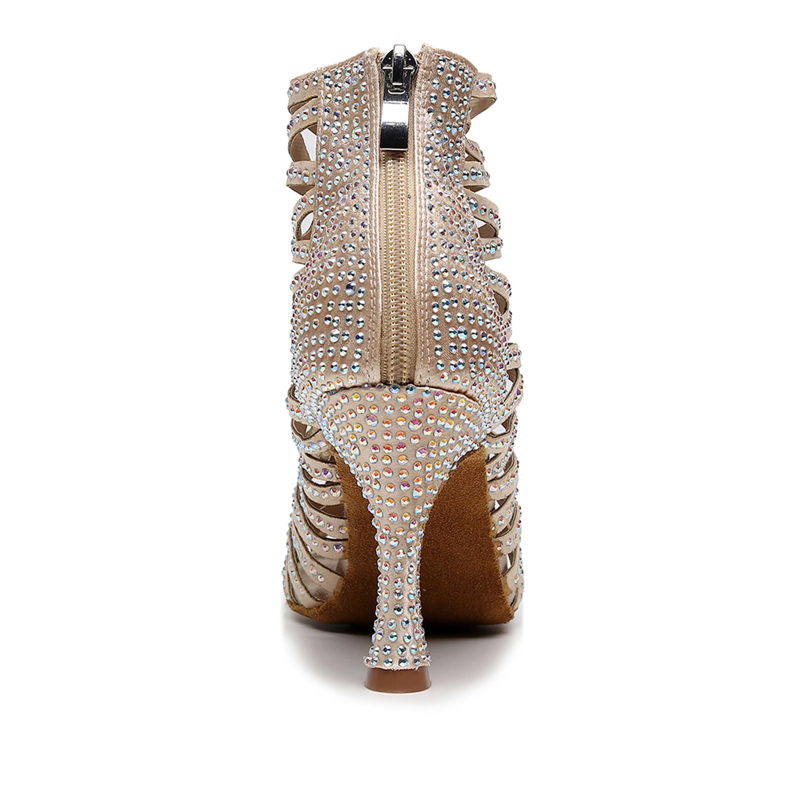 SWDZM Stivali da Ballo Donna Strass Nero Open Toe Stivali Tacchi Alti Latino Salsa Ballroom Scarpe da Ballo