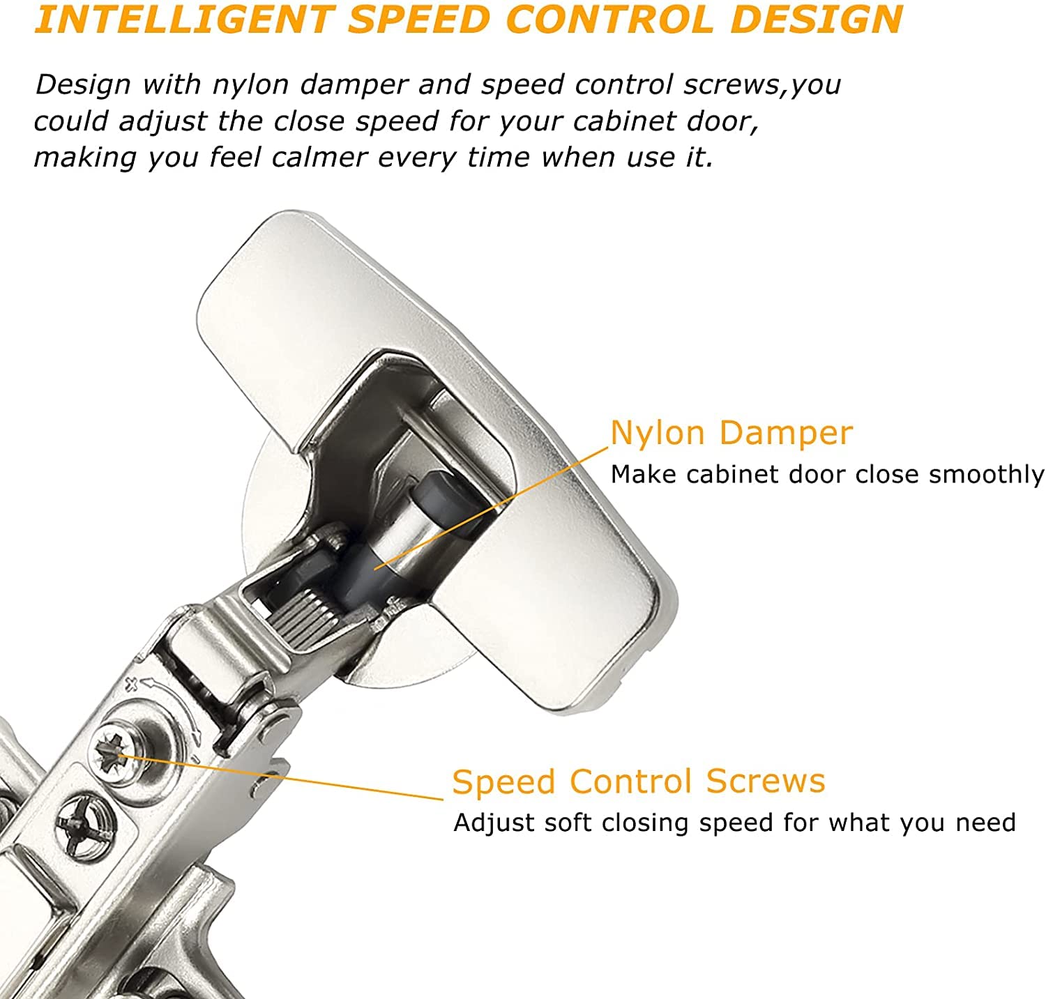 Furniware 2 pcs Soft Close Cabinet Hinge,4D Adjustment(Depth - Image 3