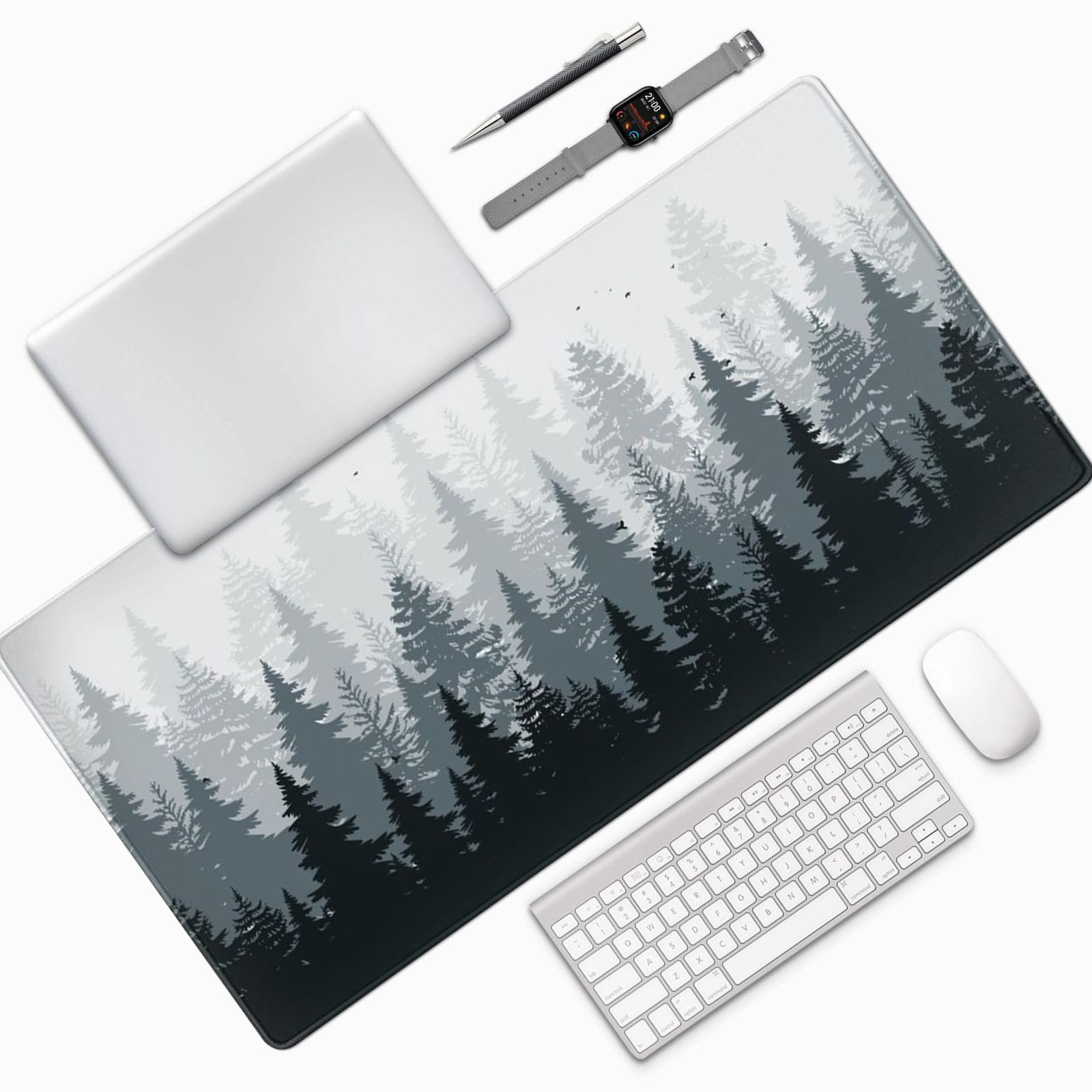 AQQA 3XL - Tappetino per mouse oversize (120 x 61 cm), tappetino per mouse da gaming, motivo sfondo foresta, XXXL, tappetino per mouse lungo esteso con gomma antiscivolo, per laptop, computer e PC,