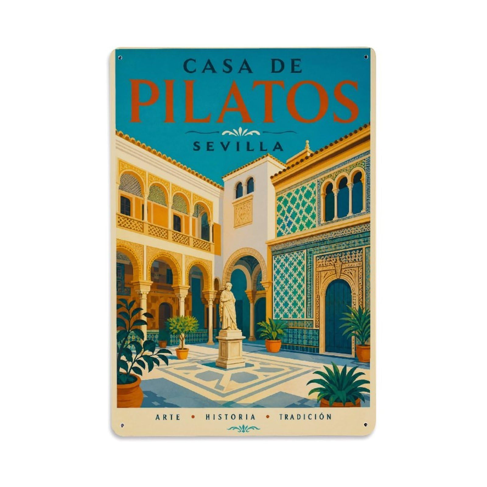 Metal Tin Sign Spain Seville Vintage Travel