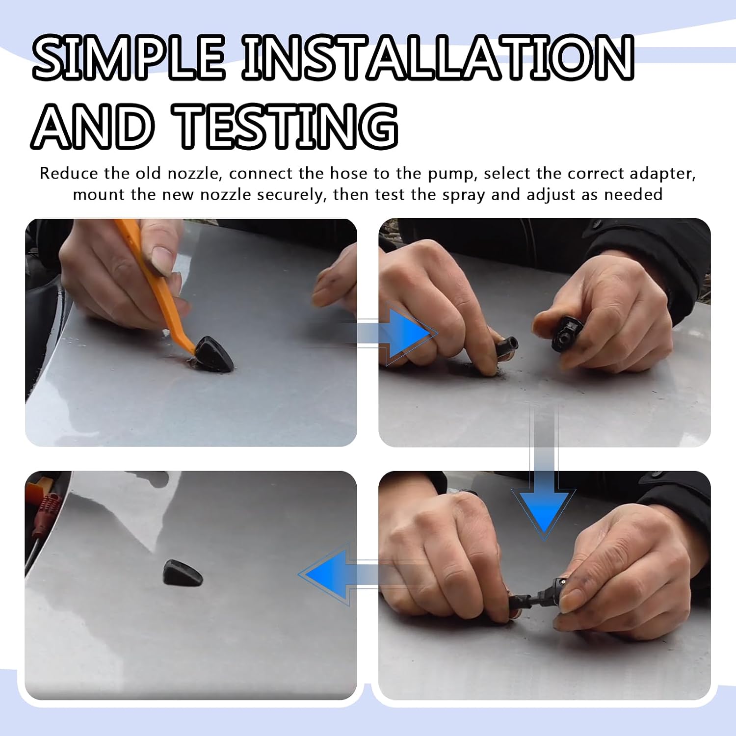2PCS Windshield Washer Nozzle,Adjustable Windshield Sprayer Nozzle with Double-hole Spray Pattern,Universal Windshields Wiper Nozzles Car Accessories with Fluid Hose