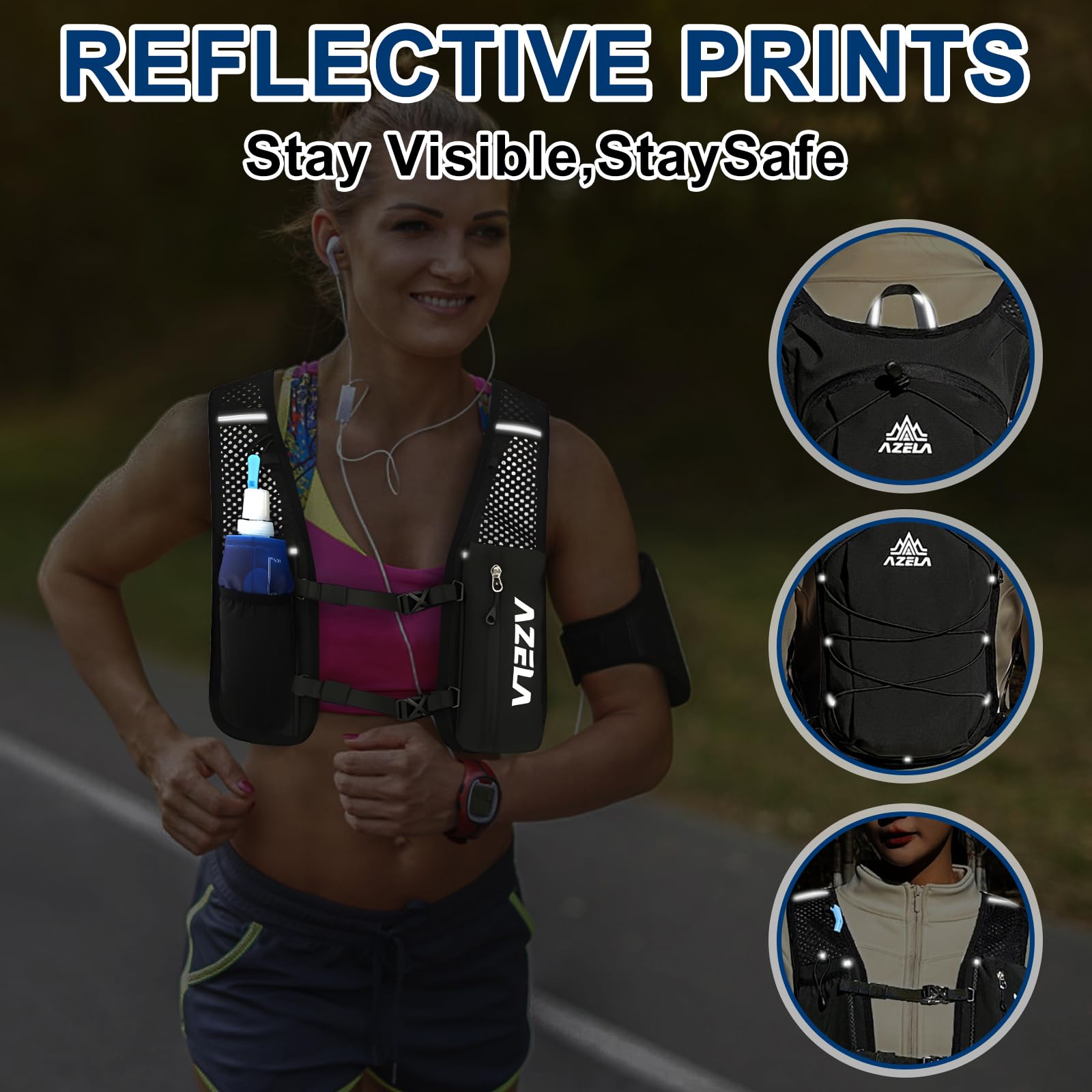 Zaino Trail Running Zaino Idratazione Gilet da Corsa per Uomo e Donna Cinghie Pettorali Regolabili Gilet Running con Vescica 2L Borraccia Morbida 500ml, per Outdoor, Maratona, Ciclismo, Alpinismo