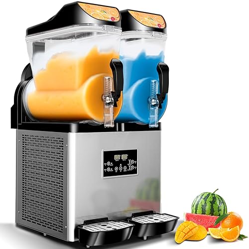 Máquina comercial de granizado de 8 galones/30L, 2 tanques, máquina para hacer bebidas congeladas, 110 V, 1000 W, acero inoxidable, Margarita