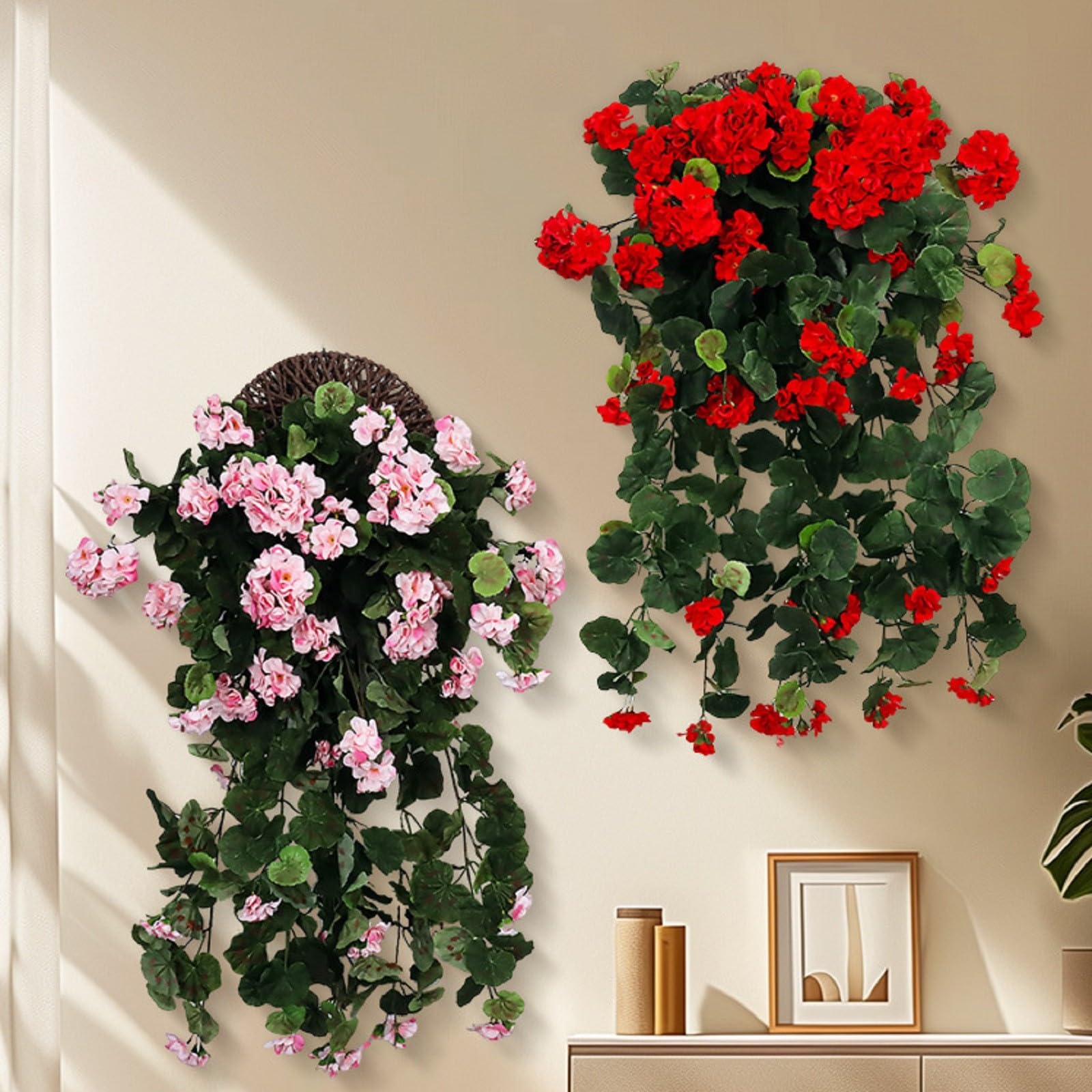Amazon.de: Knstliche Blumen im Freien, Faux Hngende Geranie Blumen,  UV-bestndige No-Fade Kunststoffpflanzen - Sommer Garten Wand & Zaun  Dekoration ...