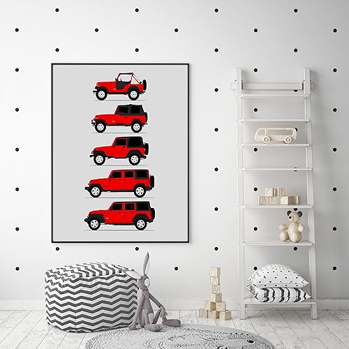 Miniatura 78 de Handmade Poster compatible with Jeep Wrangler Generations and Print of CJ, YJ, TJ, JK, JL - White, 11x14" Satin Print (Unframed) - Gift for Car