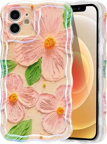 Miniatura 81 de EYZUTAK - Funda protectora de TPU para iPhone 12 Pro, estilo retro colorido, diseño láser brillante de pintura al óleo, estampado floral, borde Azul