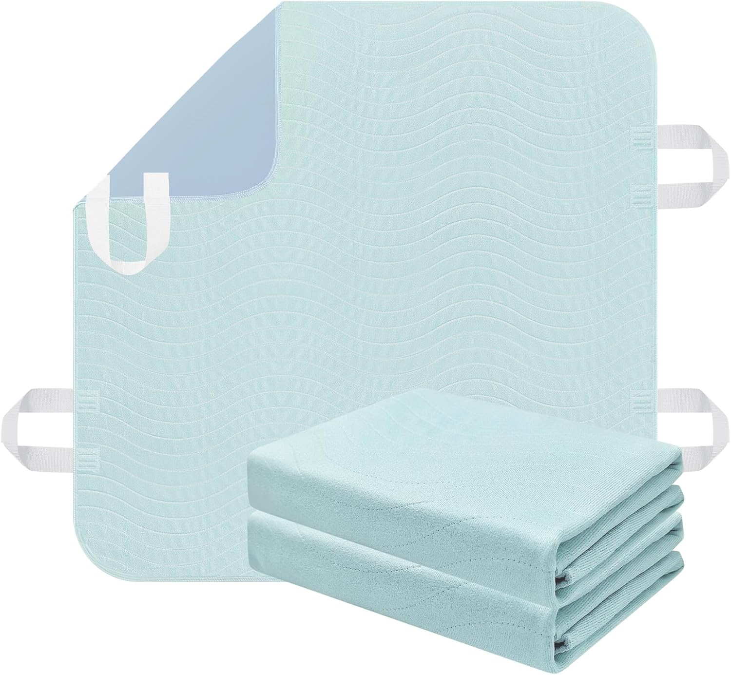 2 Pack Bed Pads for Incontinence Washable Positioning Bed Pad with Handles, Reusable Underpads Absorbent with 4-Layer Waterproof Underpads for Incontinence, Elderly Bedridden (34×36 Inch - 2 Pack)