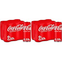 Coca-Cola Classic - Sparkling Soft Drink with Distinctive Coke Flavour - Caffeinated Soft Drink in Disposable Tins 6 x 330 ml Pack of 2