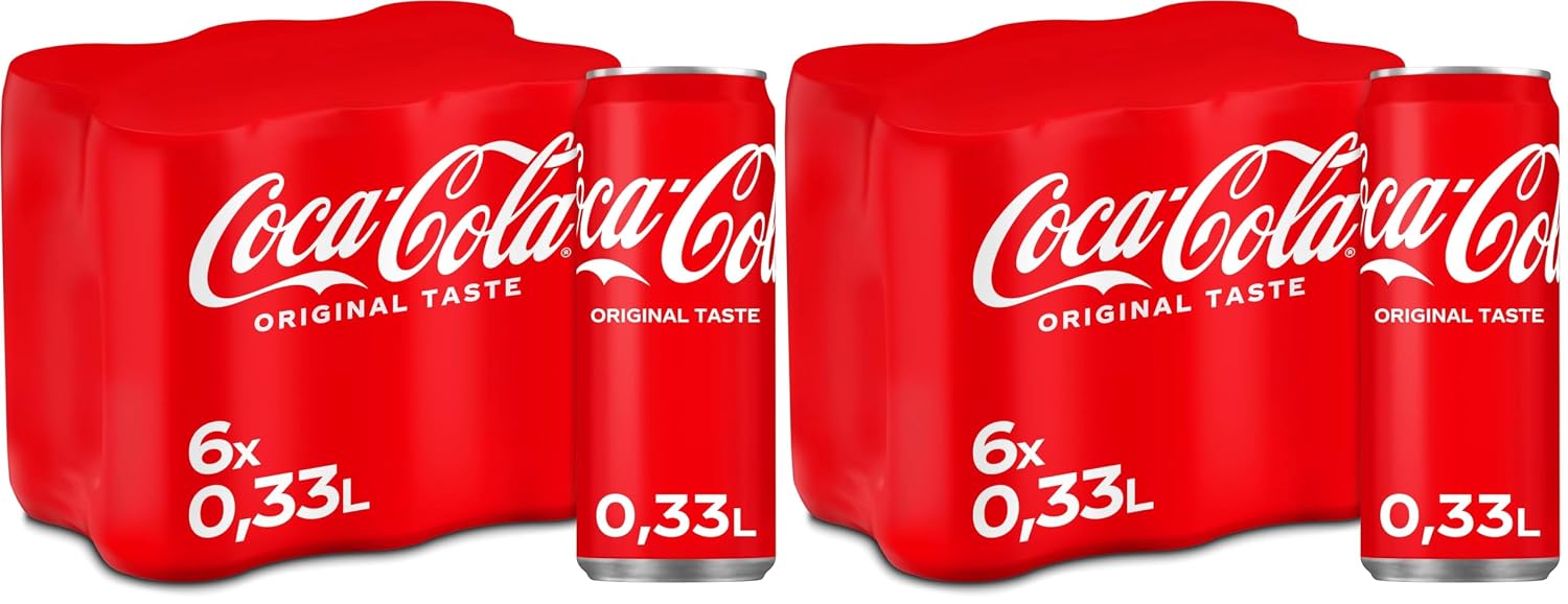 Coca-Cola Classic - Sparkling Soft Drink with Distinctive Coke Flavour - Caffeinated Soft Drink in Disposable Tins 6 x 330 ml Pack of 2
