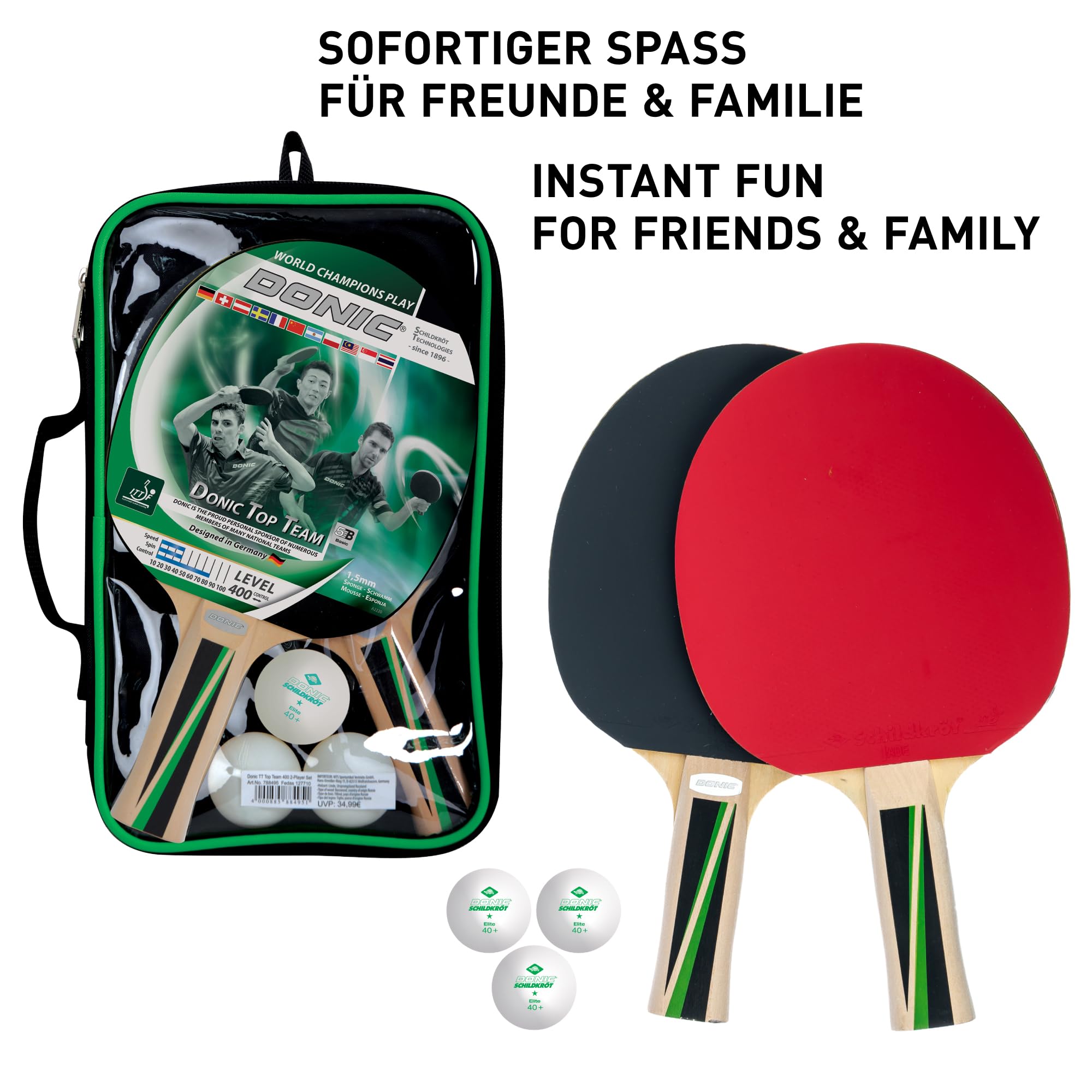 Donic-Schildkröt TT-Set TOP Teams 400 im Carrybag, 2 Keine Farbe