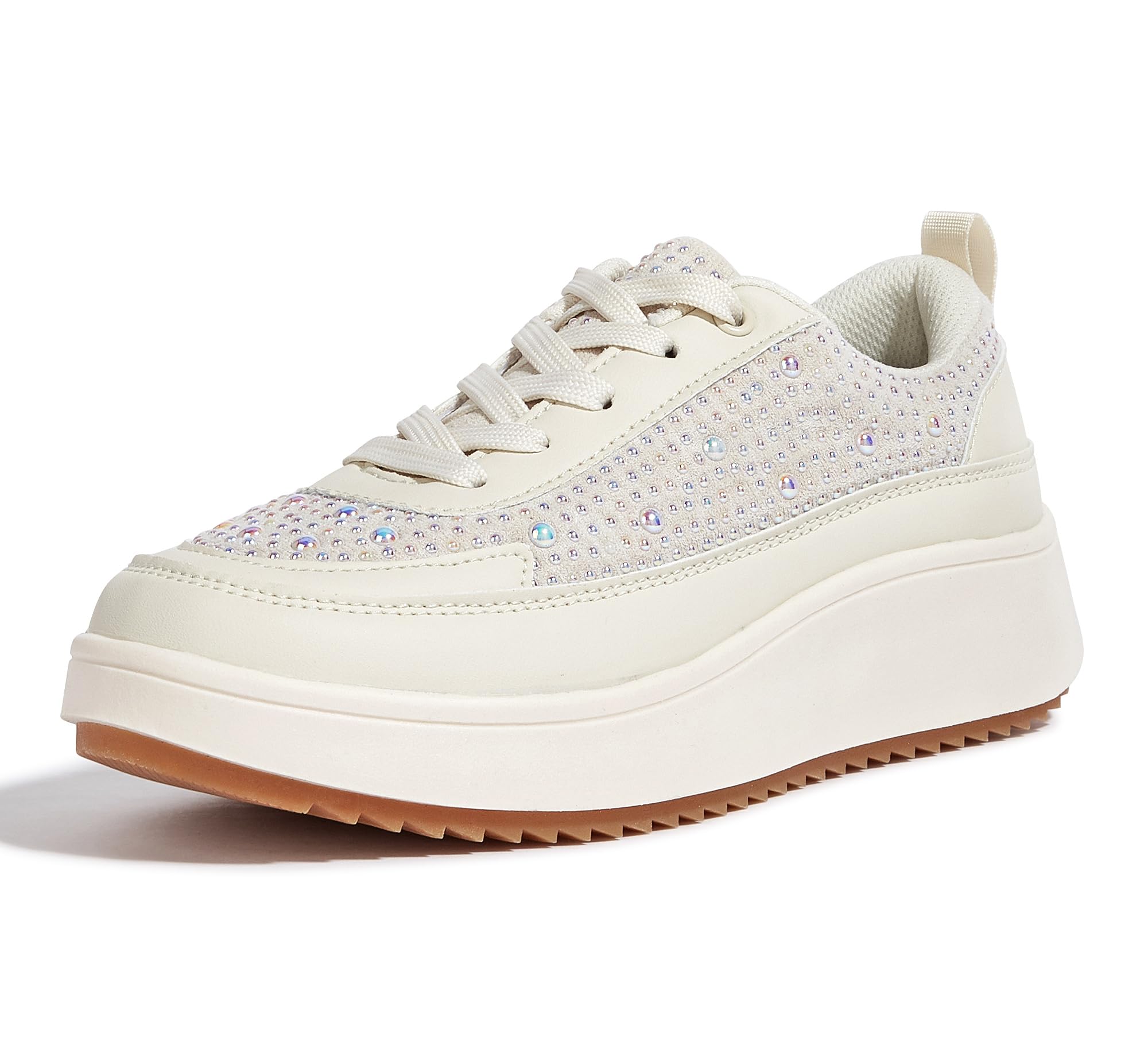 LUCKY STEPWomen's Platform Sneakers Rhinestone Fashion Chunky Casual  Sparkly Retro Braided Walking Shoes