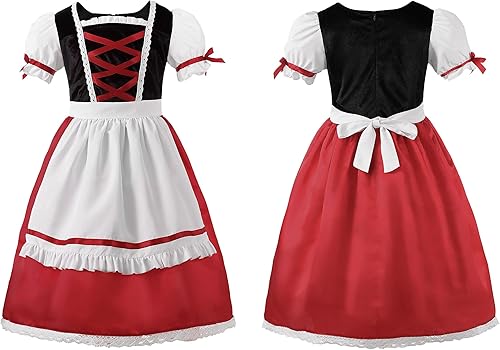 Miniatura 4 de ReliParty Disfraz de lujo para niñas, vestido de Halloween con capa, delantal, bolsa