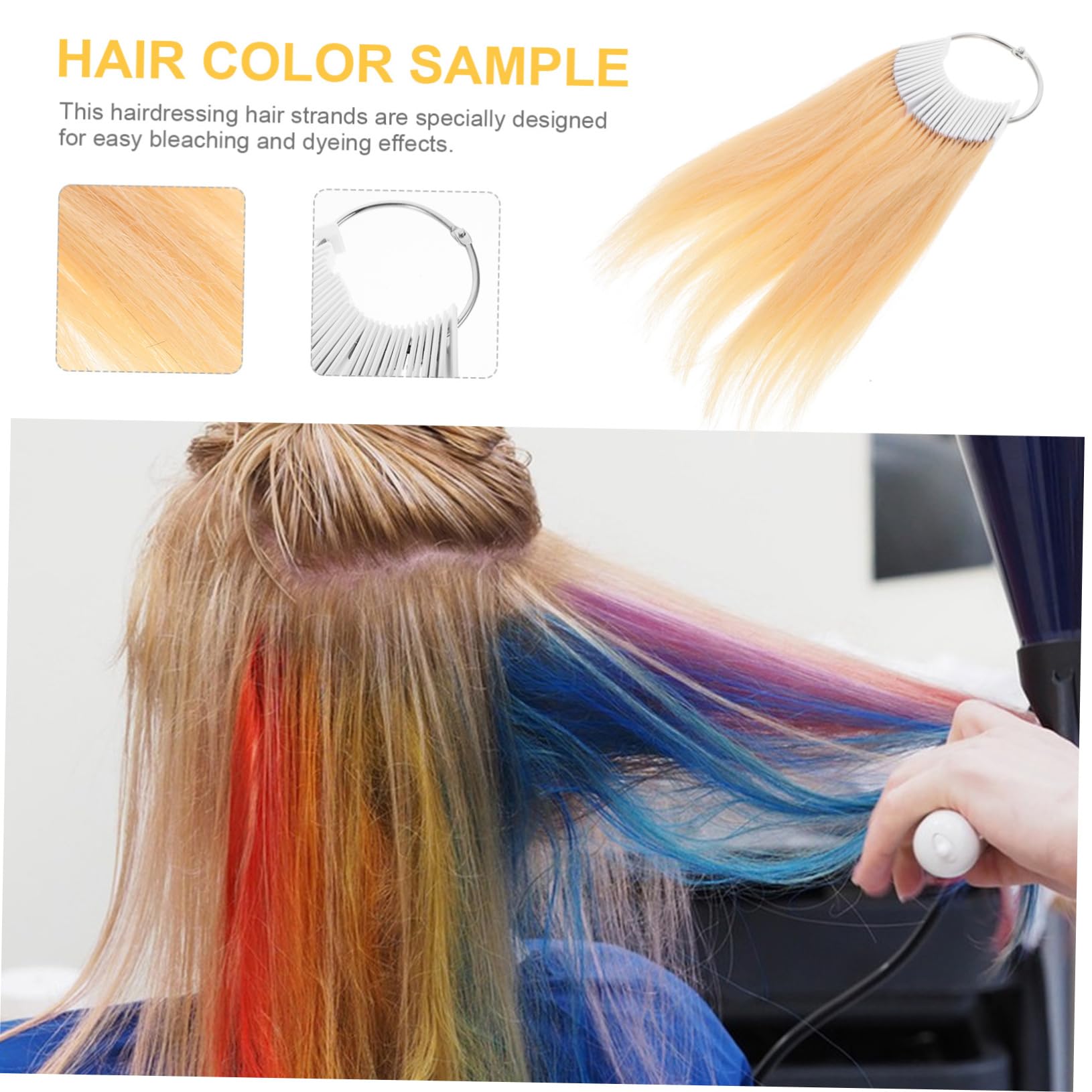 PACKOVE 30 Echthaar Farbproben für Friseure Haarfarben Testmuster Echthaar Farbringe für Salon mit Natürlicher Farbe und Realem Haar zum Experimentieren