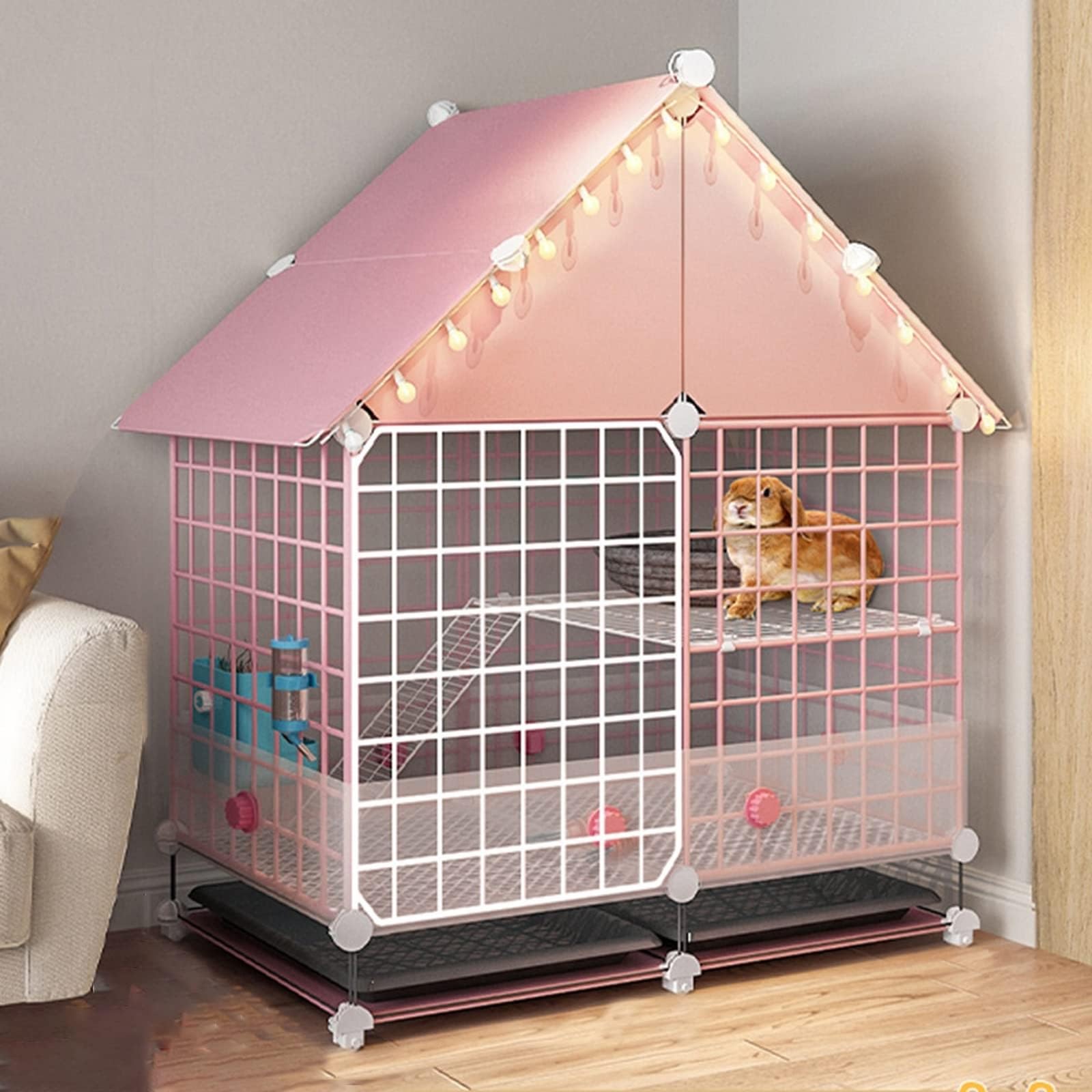Conejeras para Conejos, jaulas para Conejos, jaulas para Conejos de Interior, jaulas para Conejos, jaulas antisalpicaduras para Conejos, Incluye Almohadillas de Malla para los pies, Bandeja