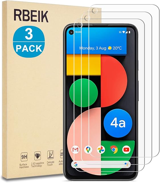 RBEIK Google Pixel 4A 5G Screen Protector, [3 Pack] Anti-Fingerprints Scratch Resistance Bubble Free 9H Hardness Tempered Glass for Google Pixel 4A 5G
