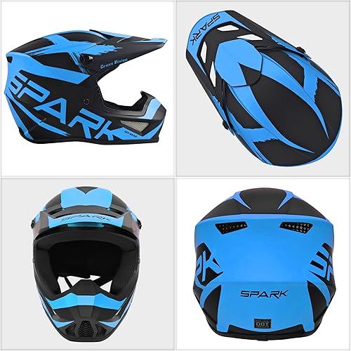 Miniatura 2 de Casco de motocross, casco para jóvenes y adultos para cuatrimoto, motocross, BMX, cuatrimoto todoterreno para montaña, certificado DOT, con guantes,