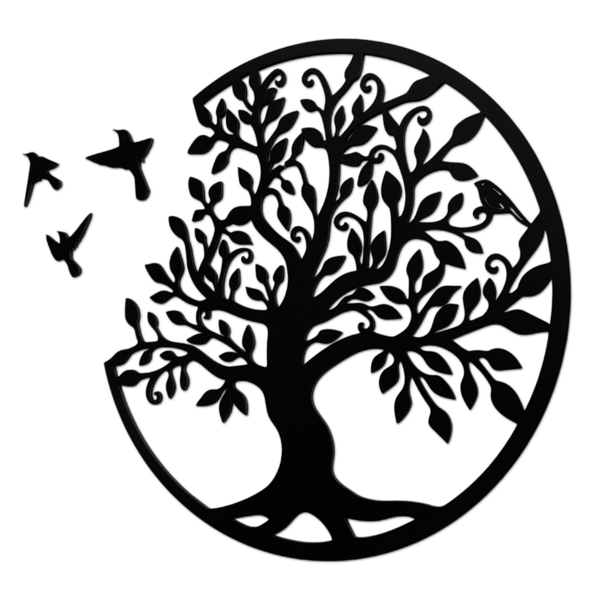 SENTOP HDF0504 Arbre de Vie, Image Sculptée sur Mur en Bois pour Usage Intérieur, Décoration Art en Bois (Noir, 40 cm)