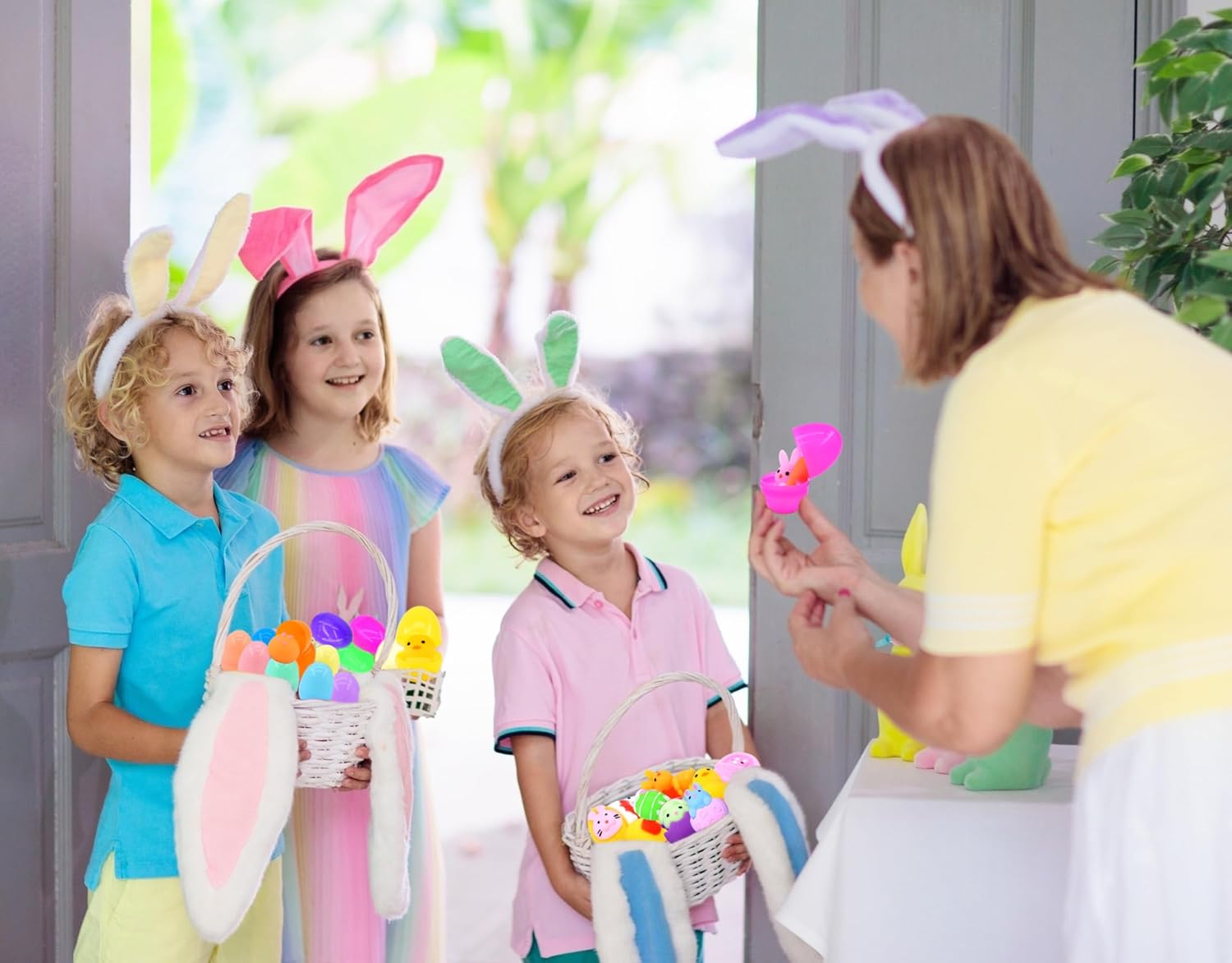24 Pack Plastic Easter Eggs with 24 Pack Easter Mochi Squishy Toy for Kids Boys Girls Toddlers Easter Egg Fillers Bulk, Easter Basket Stuffers Party Favors Gifts Classroom Prize Supplies