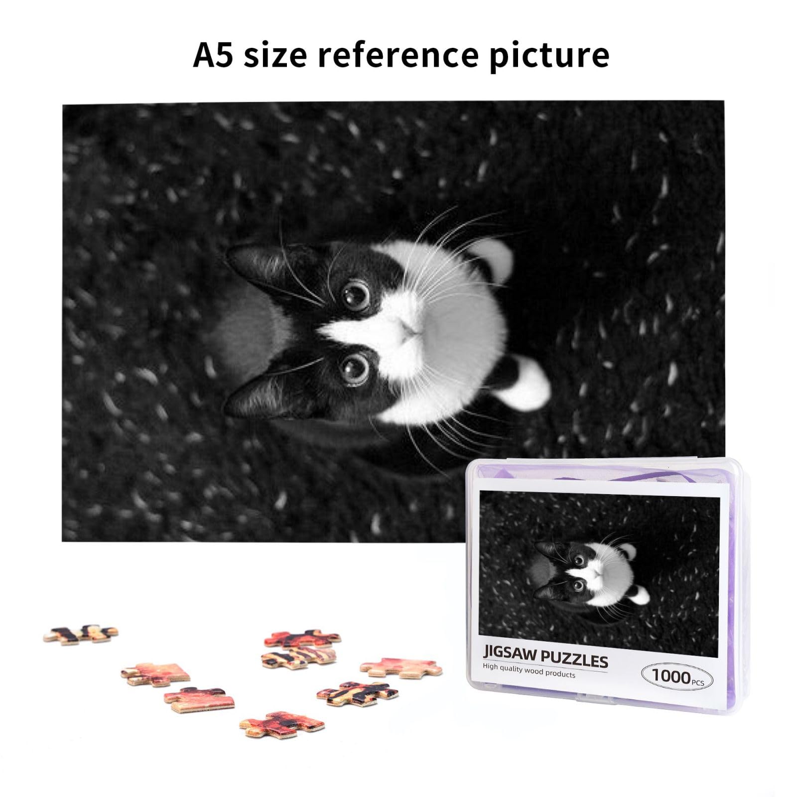 Amazon.co.jp: 八割れ 猫 ハチワレ猫ちゃん ジグソーパズル 1000ピース