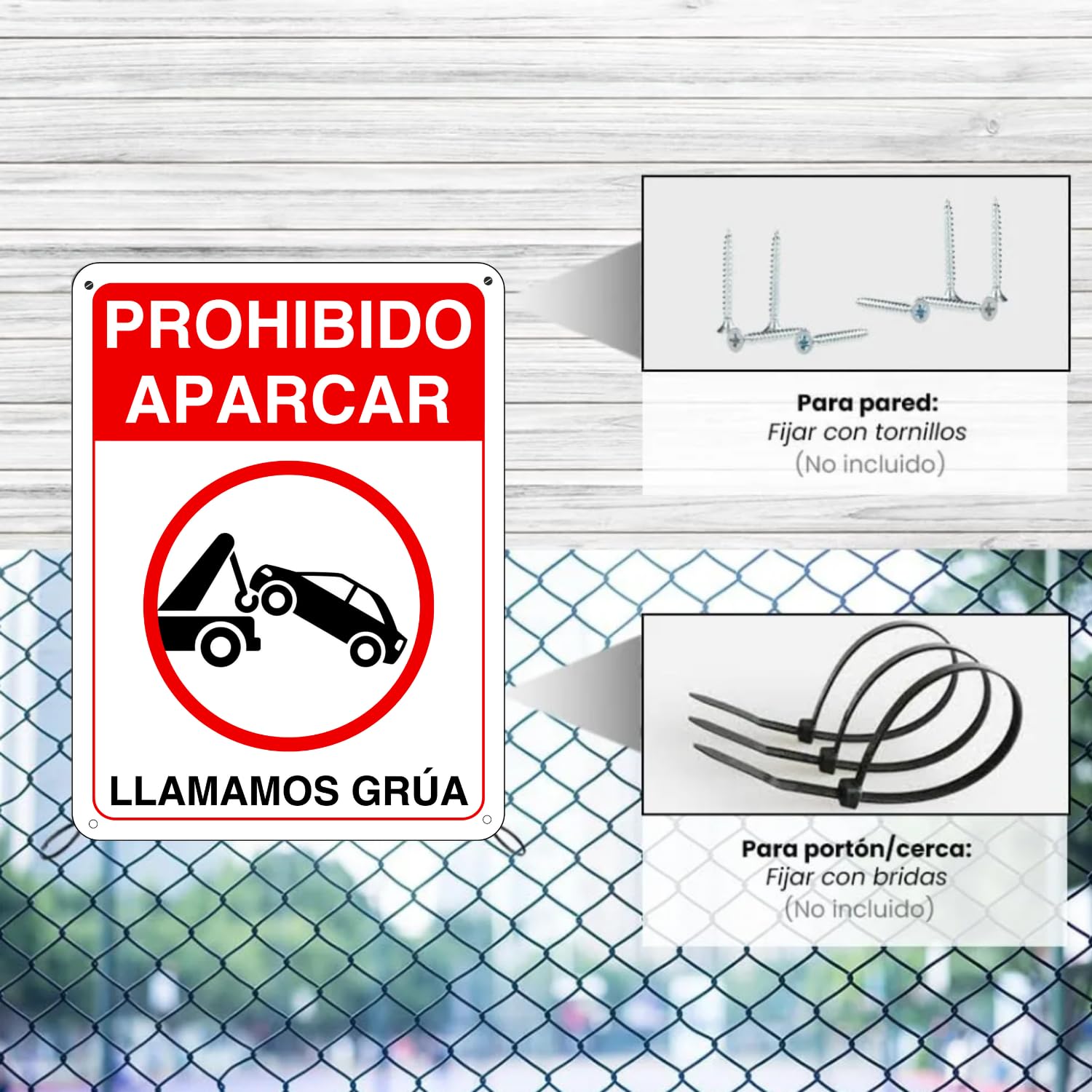 LEIASA Cartello Vietato Parcheggio - 21 x 28 cm - Alluminio Riflettente - Spessore 0,8 mm - Resistente Esterno - Stampa UV - Segnale Vietato Parcheggio - Chiamiamo Gru - Metallo Durevole