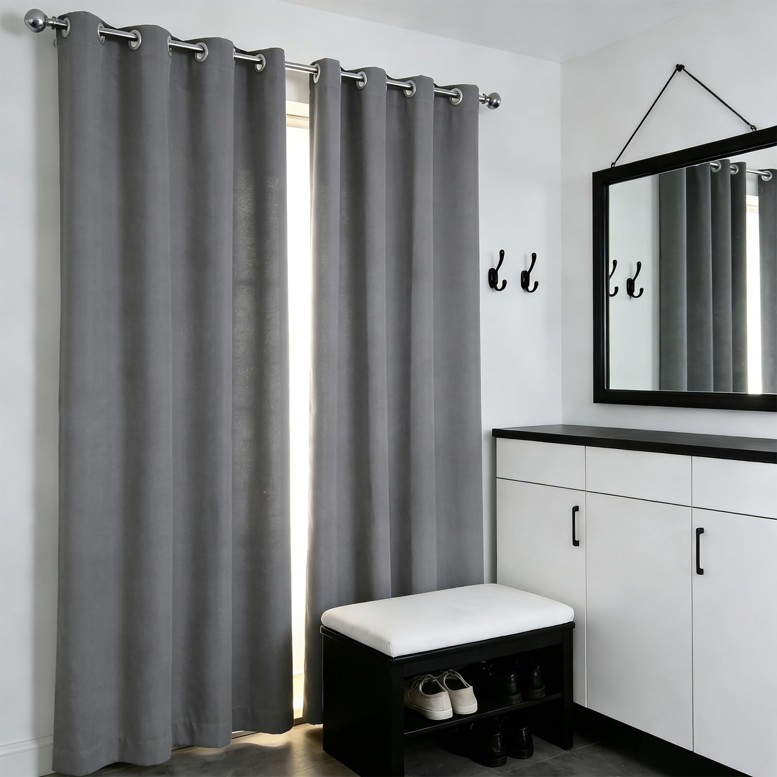 Rideaux occultants pour coucher isolant thermique anti UV gris 165x120