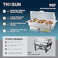 Vista 7 de Juego de Platos de Roce Eléctrico THXSUN, Juego de Platos de Roce Eléctrico de 3 x 3QT con Perilla Giratoria y Temperatura Ajustable, Servidores