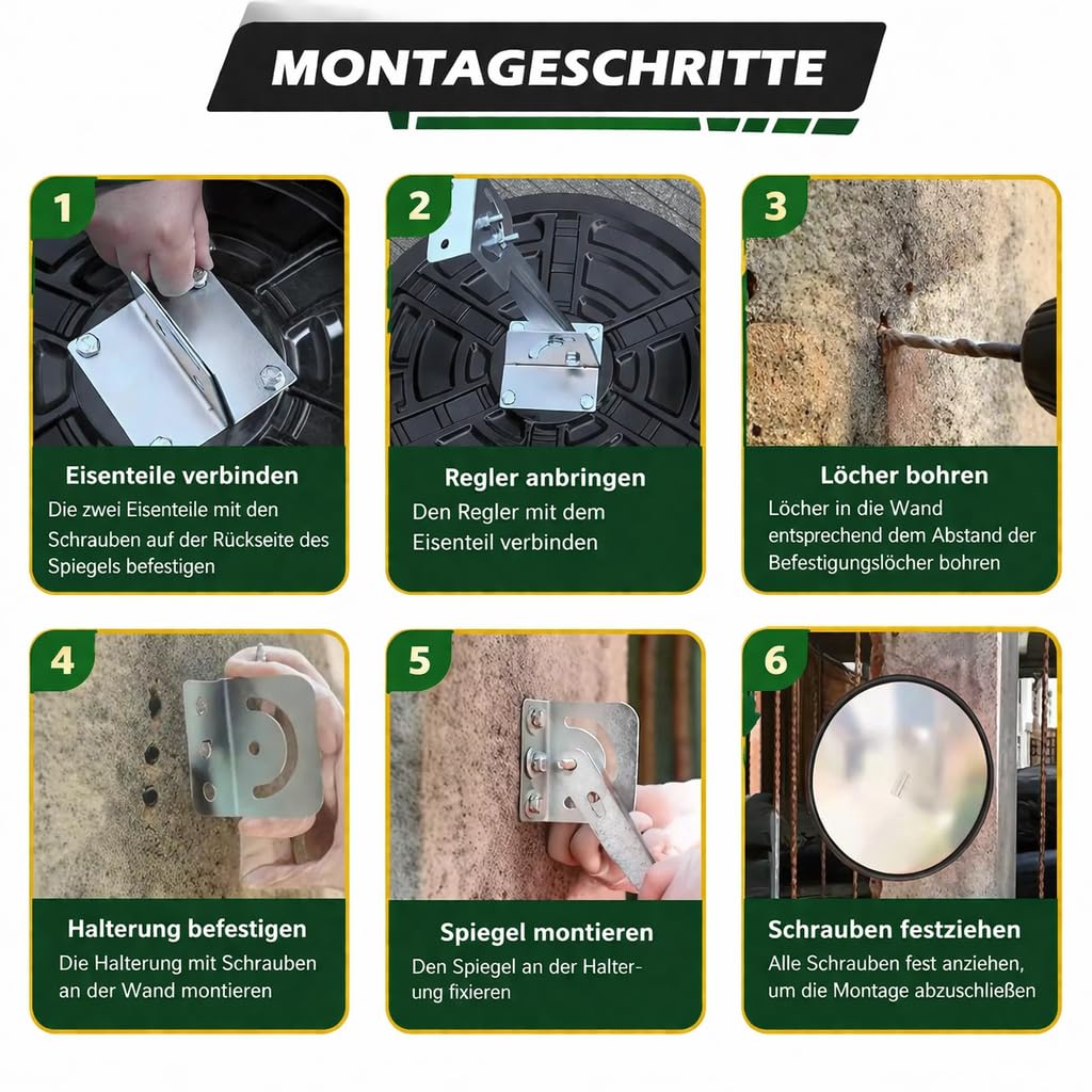 60CM Konvexspiegel – Sicherheits-Totwinkelspiegel für Parkplätze, Garagen und Lagerhallen – Für den Innen- und Außenbereich geeignet (Schwarz, 60cm)