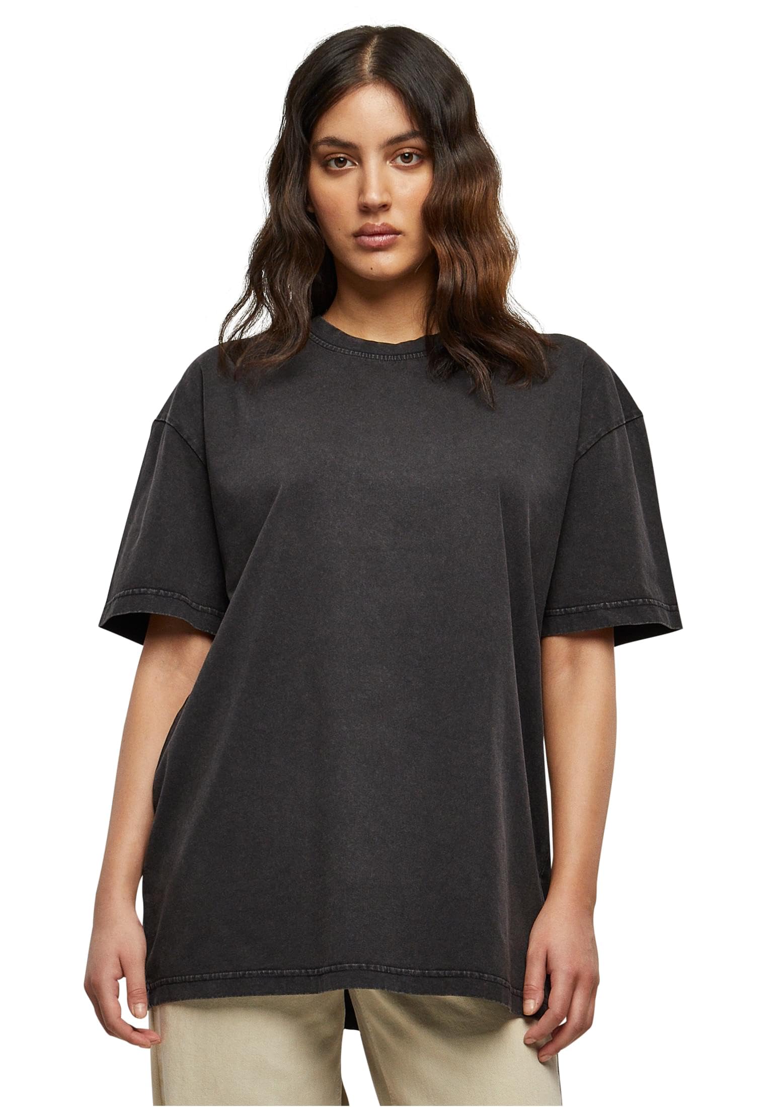 Build Your Brand Women's Noir Oversized Faded T-Shirt