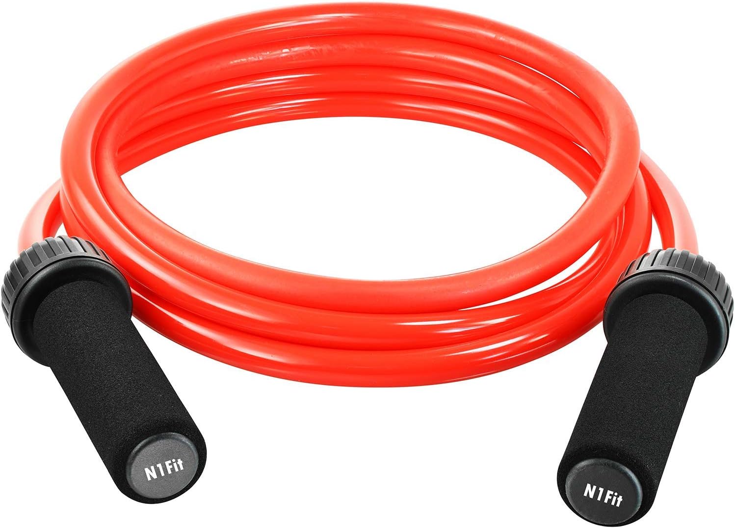 Weighted Jump Rope - (1.5LB) Solid PVC 12mm Diameter for Crossfit and Boxing - Heavy Jump Rope with Memory Non-Slip Cushioned Foam Grip Handles for Fitness Workouts Endurance and Strength Training