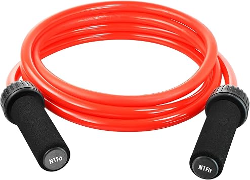Weighted Jump Rope - 1.5LB Solid PVC 12mm Diameter for Crossfit and Boxing - Heavy Jump Rope with Memory Non-Slip Cushioned Foam Grip Handles for Fitness Workouts Endurance and Strength Training