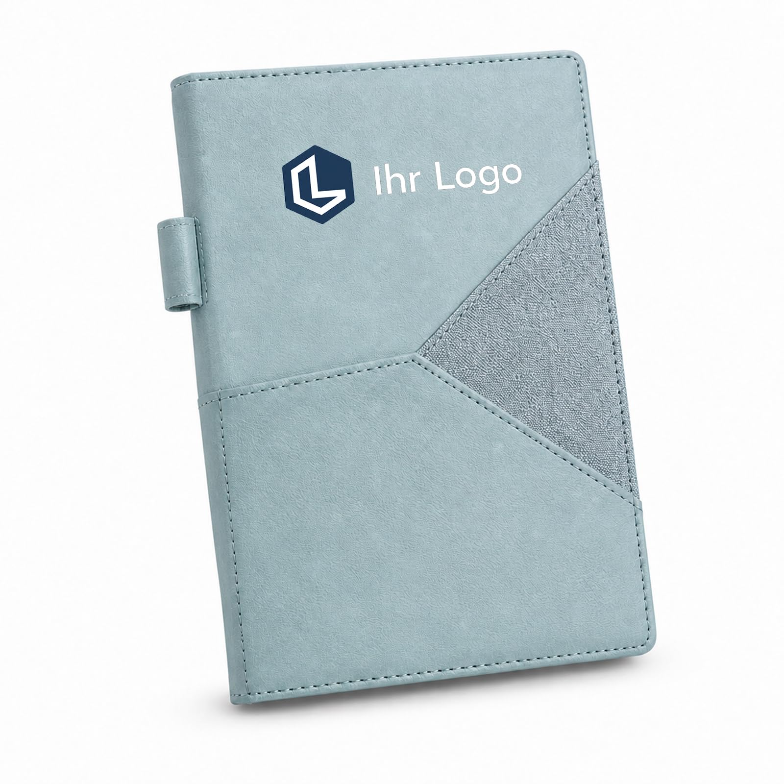 10 Stück Notizbuch Personalisiert mit Logo und Motiv Journal Buch | A5 | Linierte Seiten |200 Seiten | Wasserabweisender PU-Einband | Büro & Uni | Fronttasche für Stifthalter & Karten