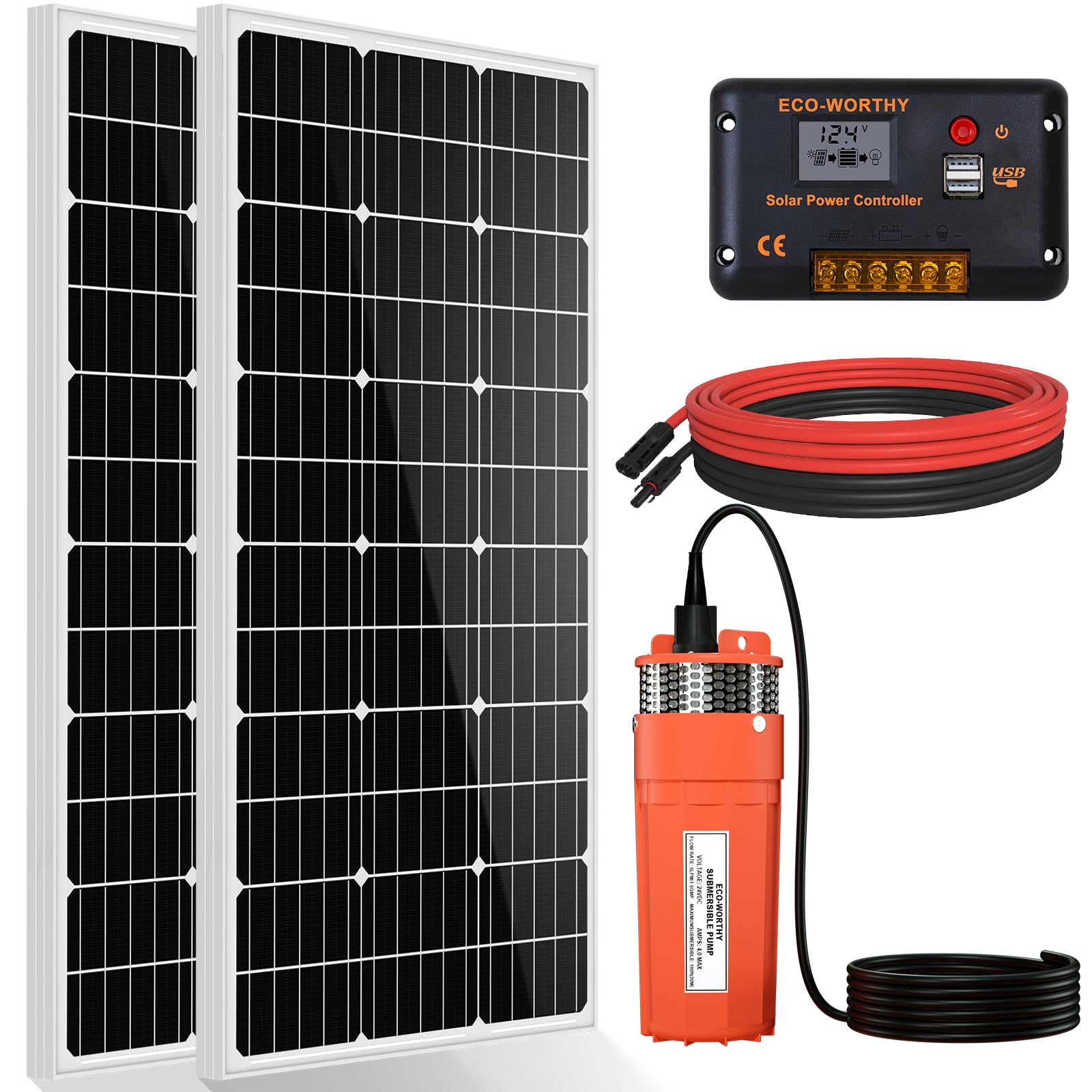 定価121,000円 未使用 YOUTH OF THE WATER comoli Amazon.com : ECO-WORTHY 24V DC Solar Well Pump Kit,Submersible