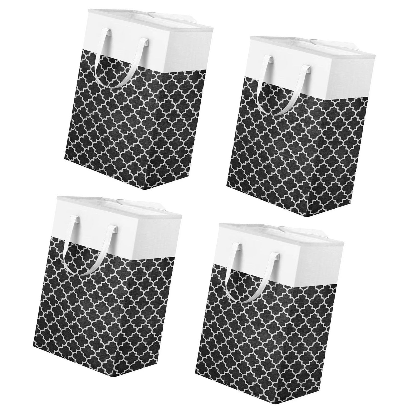 4 Pieces Heavy Duty 75L Laundry Hampers Foldable Construction Perfect for Garments Belongings and Domestic Arrangement Bedroom Bathroom Storage Basket