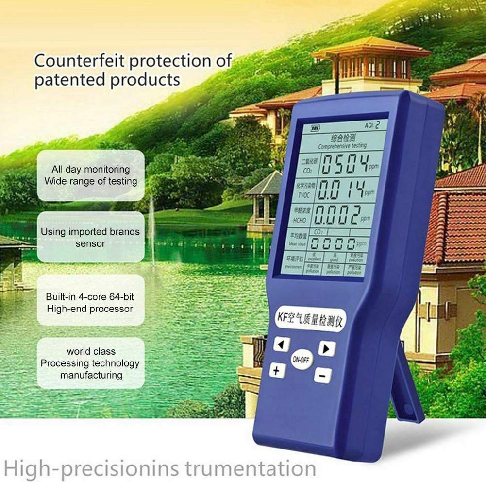 Medidor de Co2 Homologado Portátil Hancaner Monitor de Calidad del Aire Medidor CO2 TVOC HCHO AQI Detector Dióxido de Carbono Temperatura y Humedad + 1 * 1000mAh Batería + Cable USB para Hogar
