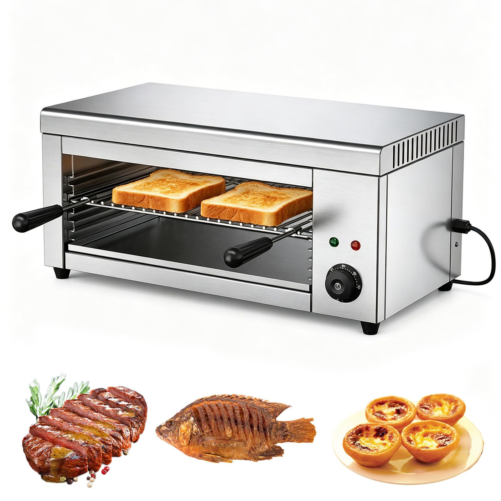 RUODATONLY 2000W Salamander Broiler, Electric Steak Broiler, Raclette Grill Cheese Melter Grill with Removable Plates, for Home Commercial, Wall Mount or Countertop, 50℃-300℃