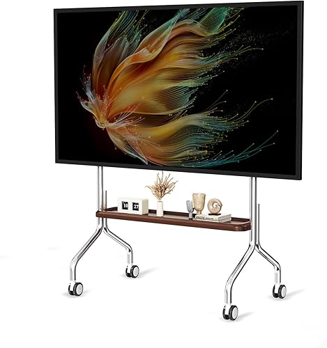 Miniatura 10 de Carrito móvil para TV con caballete, soporte rodante para pantallas planas LCD LED OLED de 32 a 75 pulgadas, soporte de piso portátil de acero