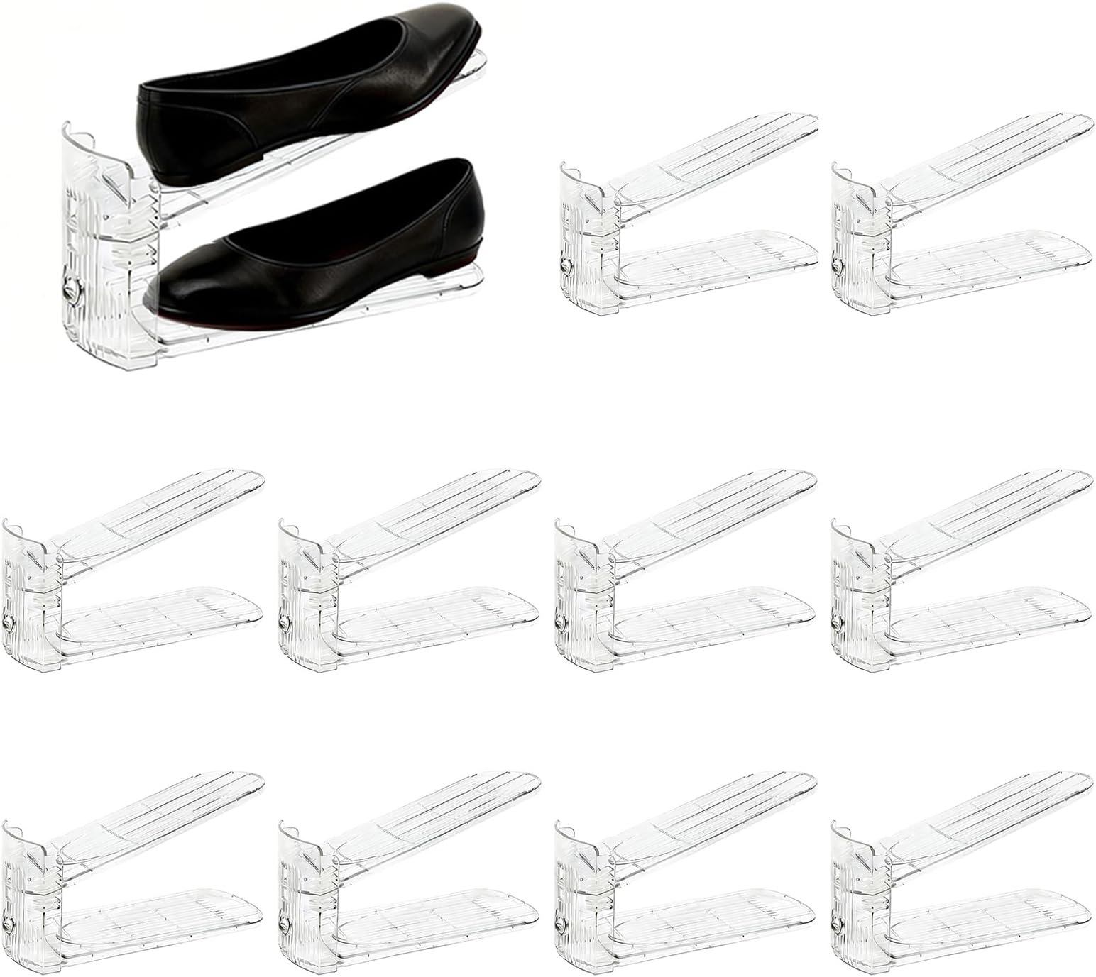 Shoe Slots Organizer, Shoe Stacker, Adjustable Level Shoe Rack Organizer, Space Saver Storage Shoe Holder Organization (10)