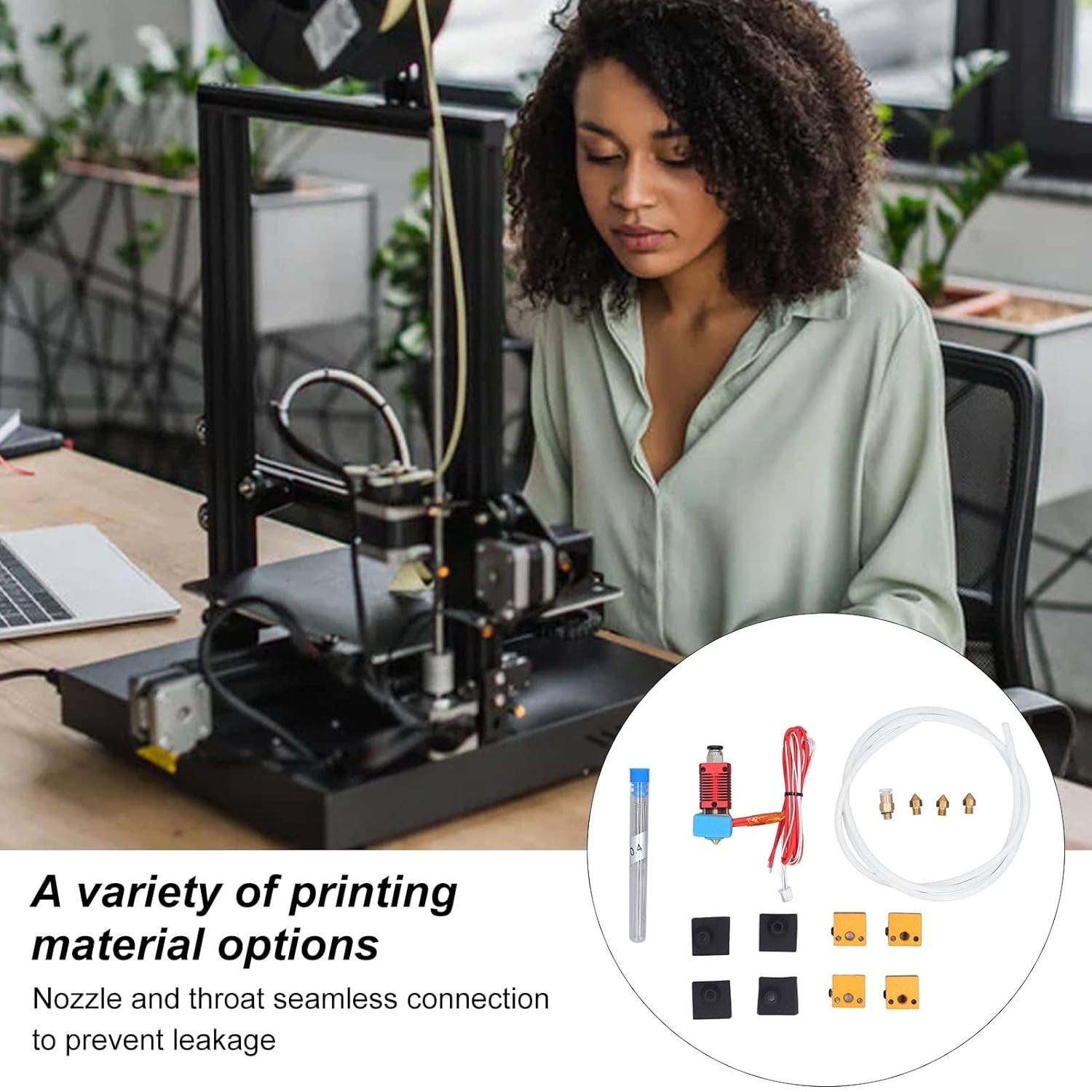 review 3D Printers Parts Upgrade Extruder, 15PCS 3D Printer Assembly Kit Brass Nozzle Aluminum Block Extrusion Head 3D Printer Accessories