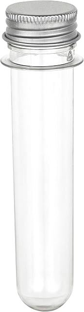 Tube Shaped Acrylic Candy Boxes with Aluminum Cover - 12 Pack - 1.18"x5.03" - Perfect for Weddings, Birthdays, Party Favors and Gifts | Designer Cute Clear Lucite Plastic Treat Containers