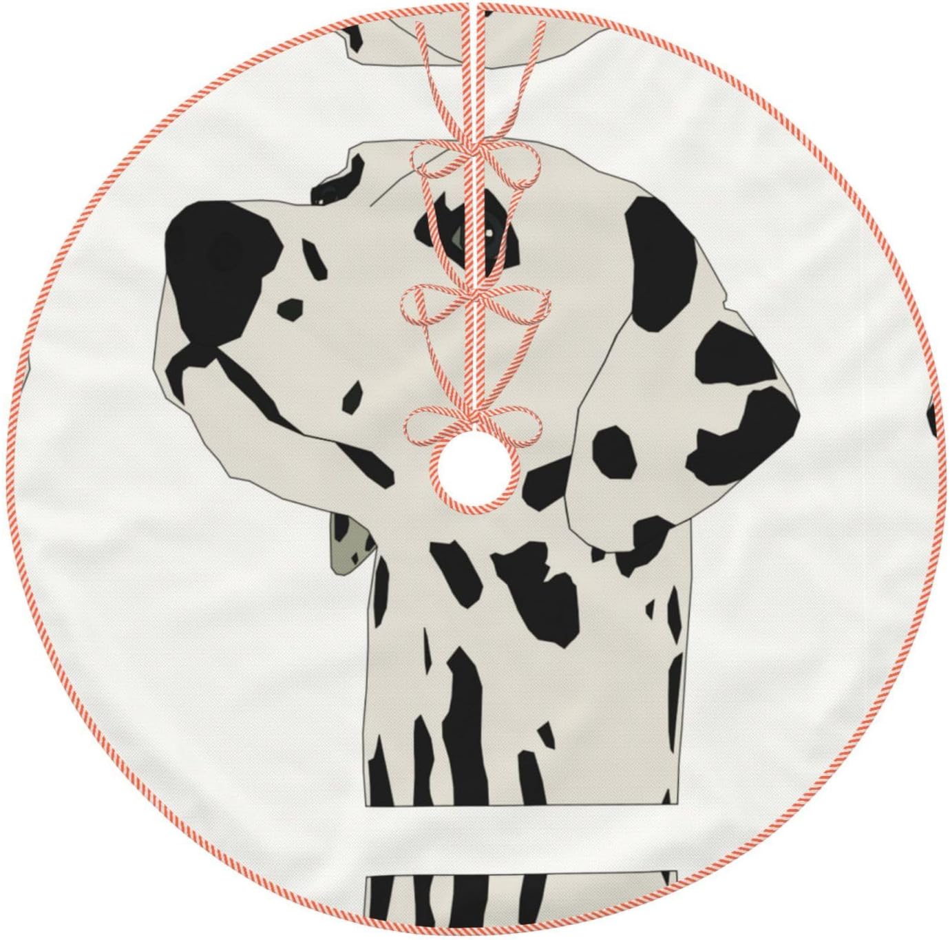 Dalmatian Christmas Tree Skirt, Linen Christmas Tree Dress for Holiday