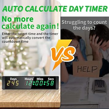 YZ Digital 999 Days Countdown Timer, 7 Colors Count Up/Count Down Clock with Remote, 12/24 Hour Real Time, Event Countdown Clock Large Display, Countdown Calendar for Retirement/Pregnancy/Birthday