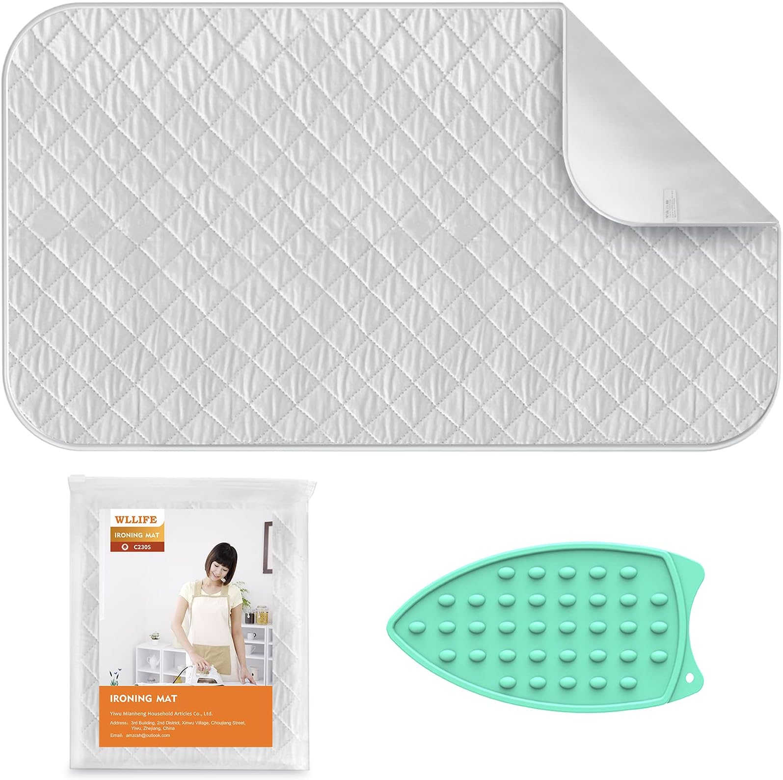 Ironing Mat,WL-YBOPRO Thickened Ironing Blanket with Silicone Iron Rest,Portable Heat Resistant Ironing Pad for Washer,Dryer,Table Top,Countertop,Small Ironing Board (33 x 27.6 inch)