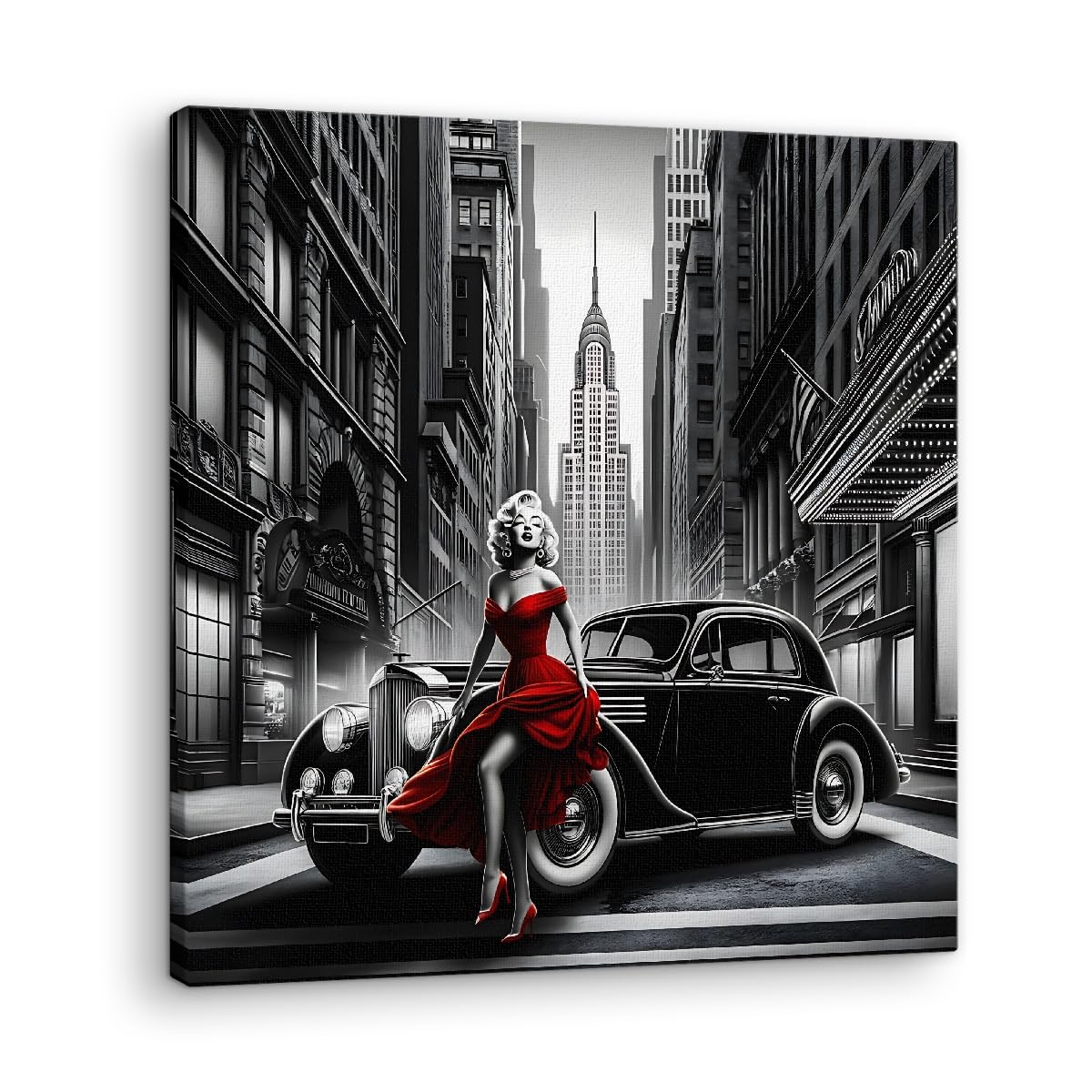 Artenor Quadro Accenti in Rosso Istante Cinematografico, 100 x 100 cm - Made in Italy, Quadri Moderni Soggiorno, Camera da Letto, Cucina, Poster da Parete, Decorazioni Casa