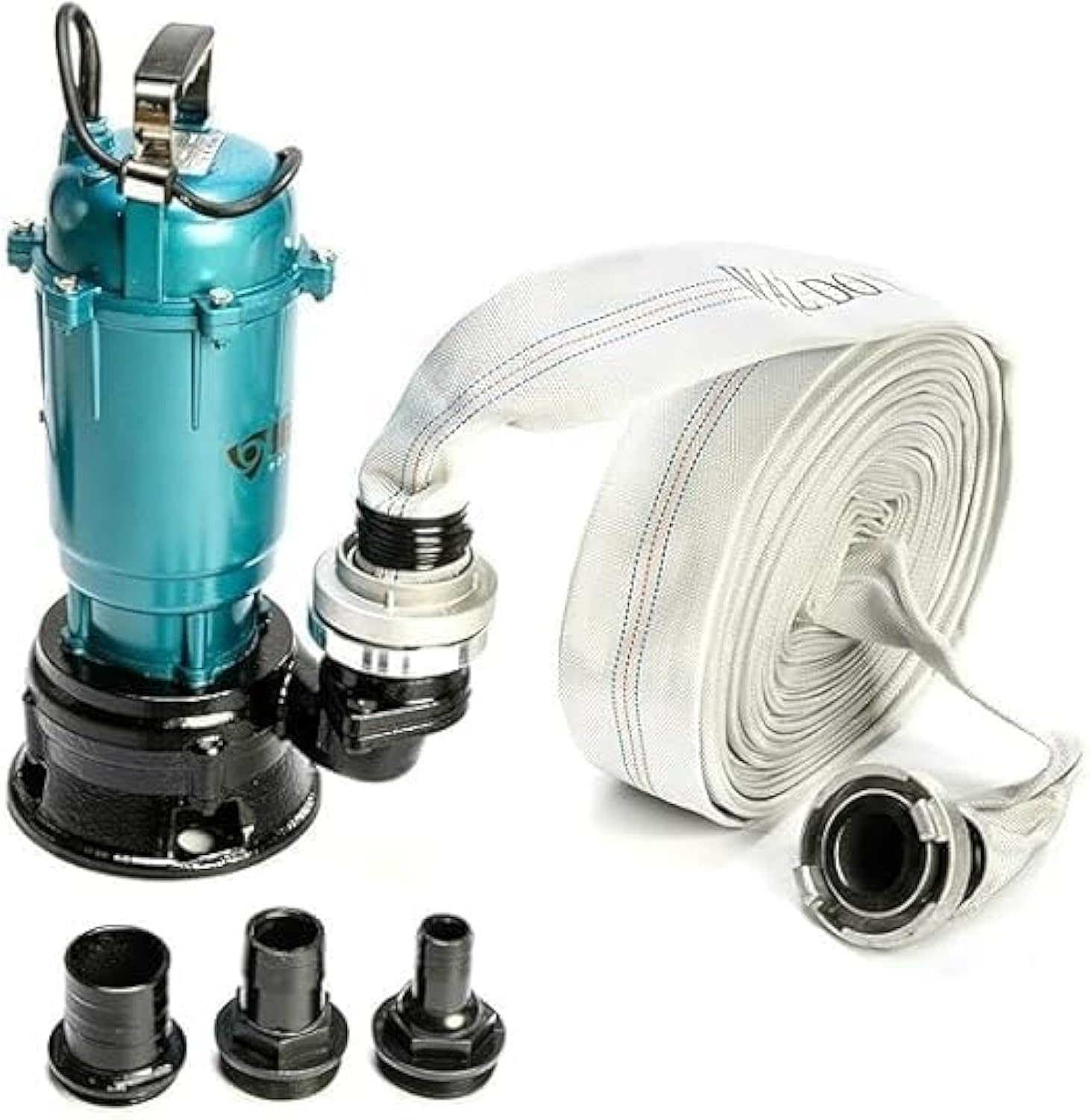 AQSON Heavy Duty Flood Sewage Water Pond Drain Septic Sump Cesspool Grinding Pump (Pump FIRE Hose 30m