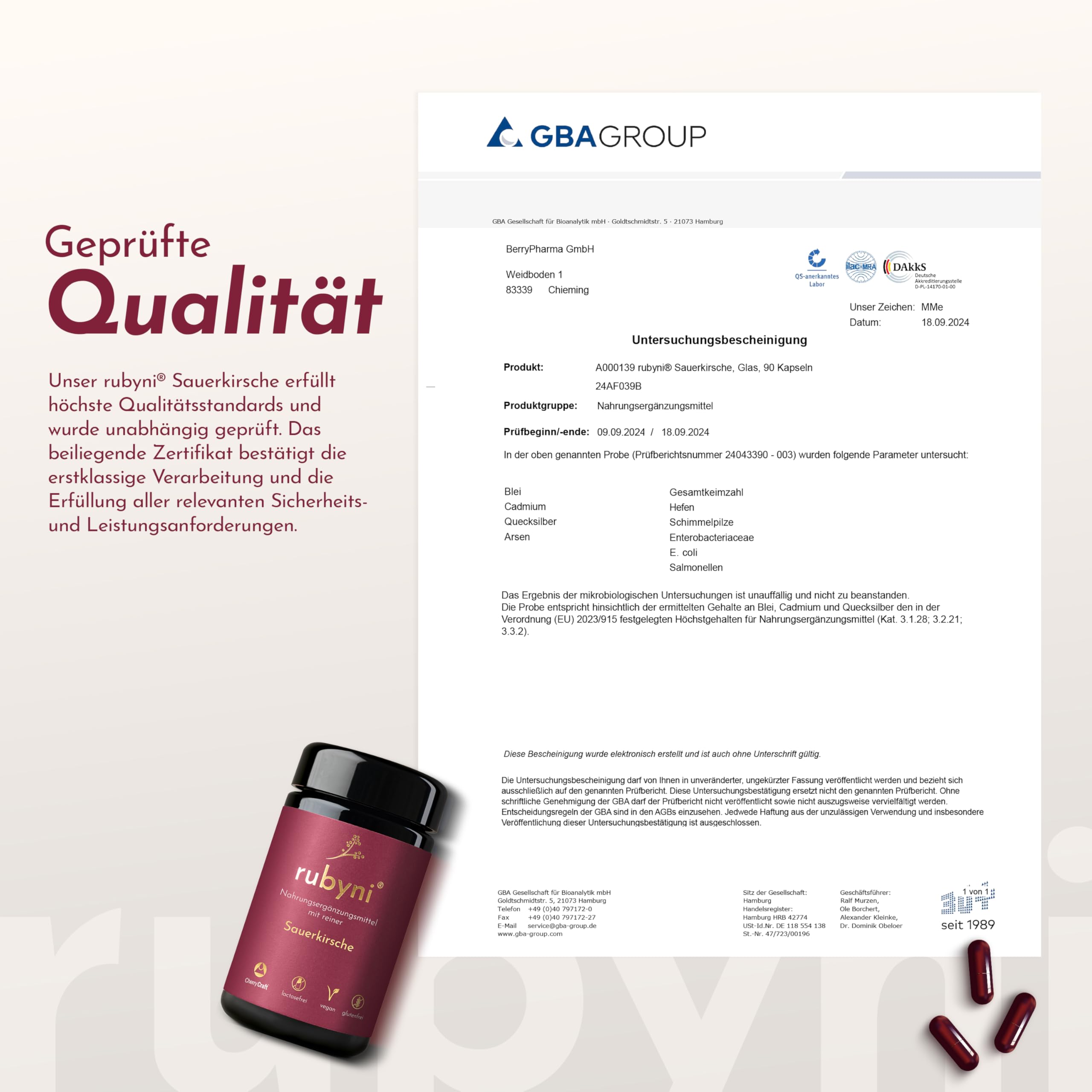 Sauerkirsche - 90 Kapseln - Vegan, gluten- & laktosefrei | 360mg Sauerkirschenextrakt pro Kapsel (= 112.000mg Kirschen pro Tagesdosis) - CherryCraft - 100% Rein & Laborgeprüft