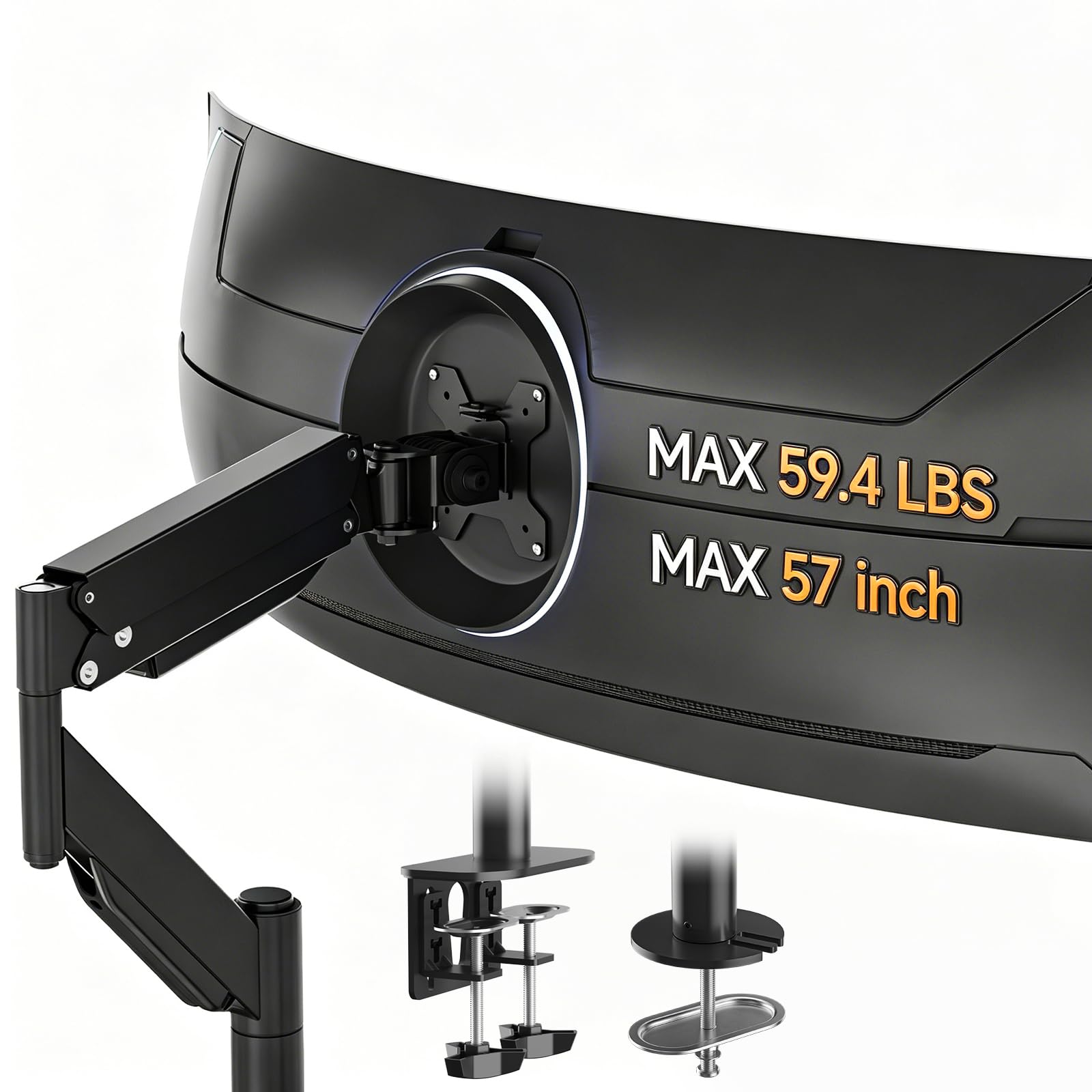 Suptek Soporte Monitor: Brazo para Monitor de 27 a 57 Pulgadas Resorte de Gas Resistente Soporte de Escritorio para Pantalla Ultraancha de 27kg VESA 75/100 MD71MAX