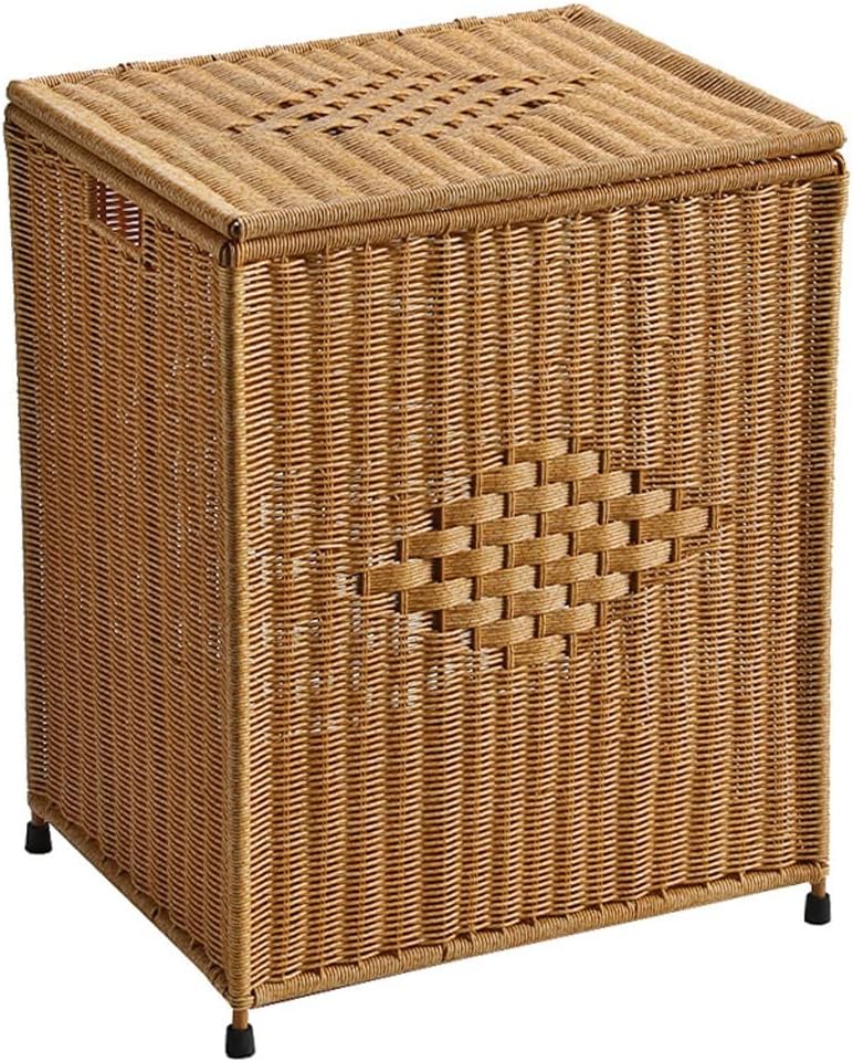 Dirty Clothes Basket Imitation Rattan Dirty Clothes Basket Hotel Bathroom Laundry Basket Dirty Clothes Storage Basket (45 * 35 * 57cm)