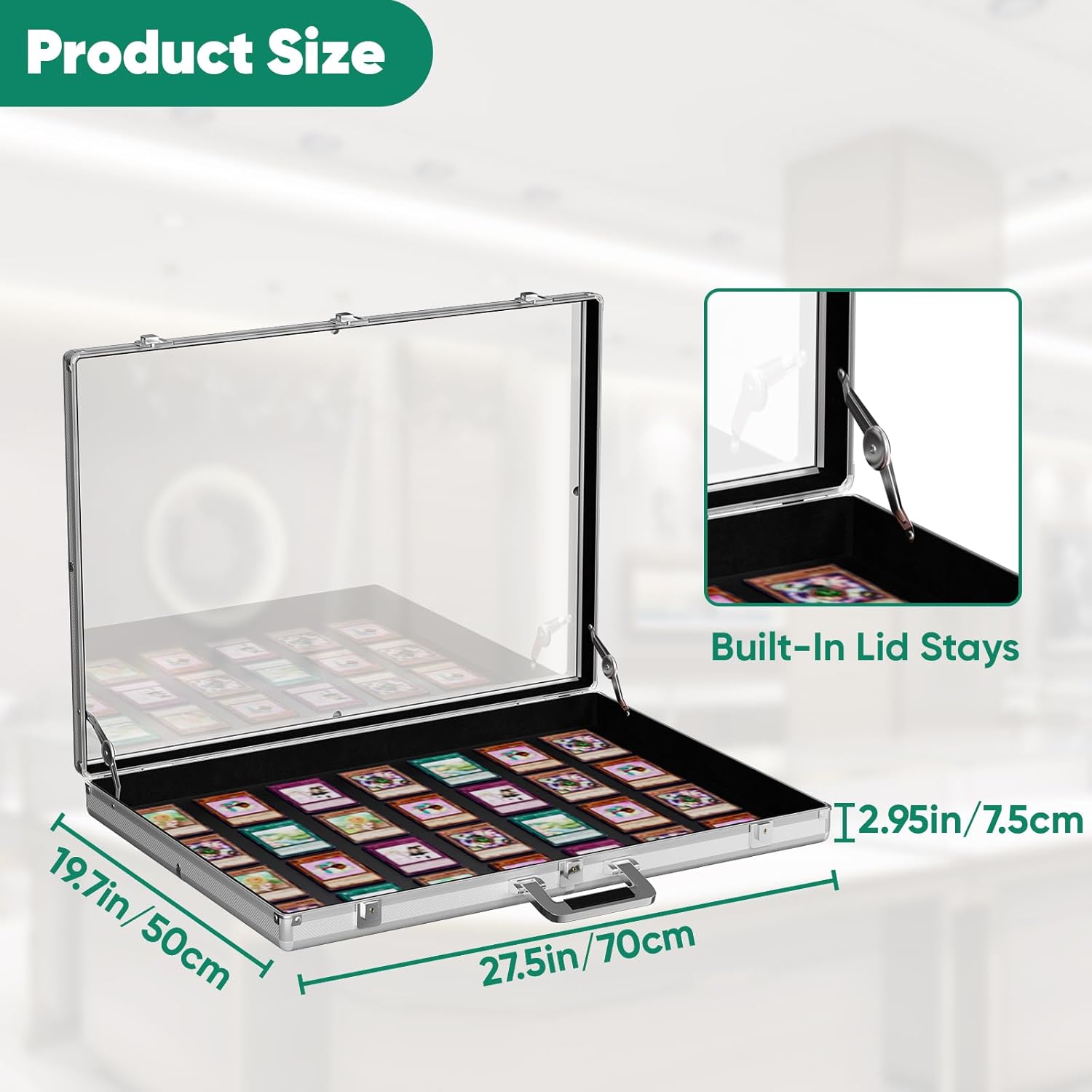 28''x20'' trade show display case, portable trade show display case with lock, large table top sport card display case, aluminum card display case for trading cards,jewelry,collectibles