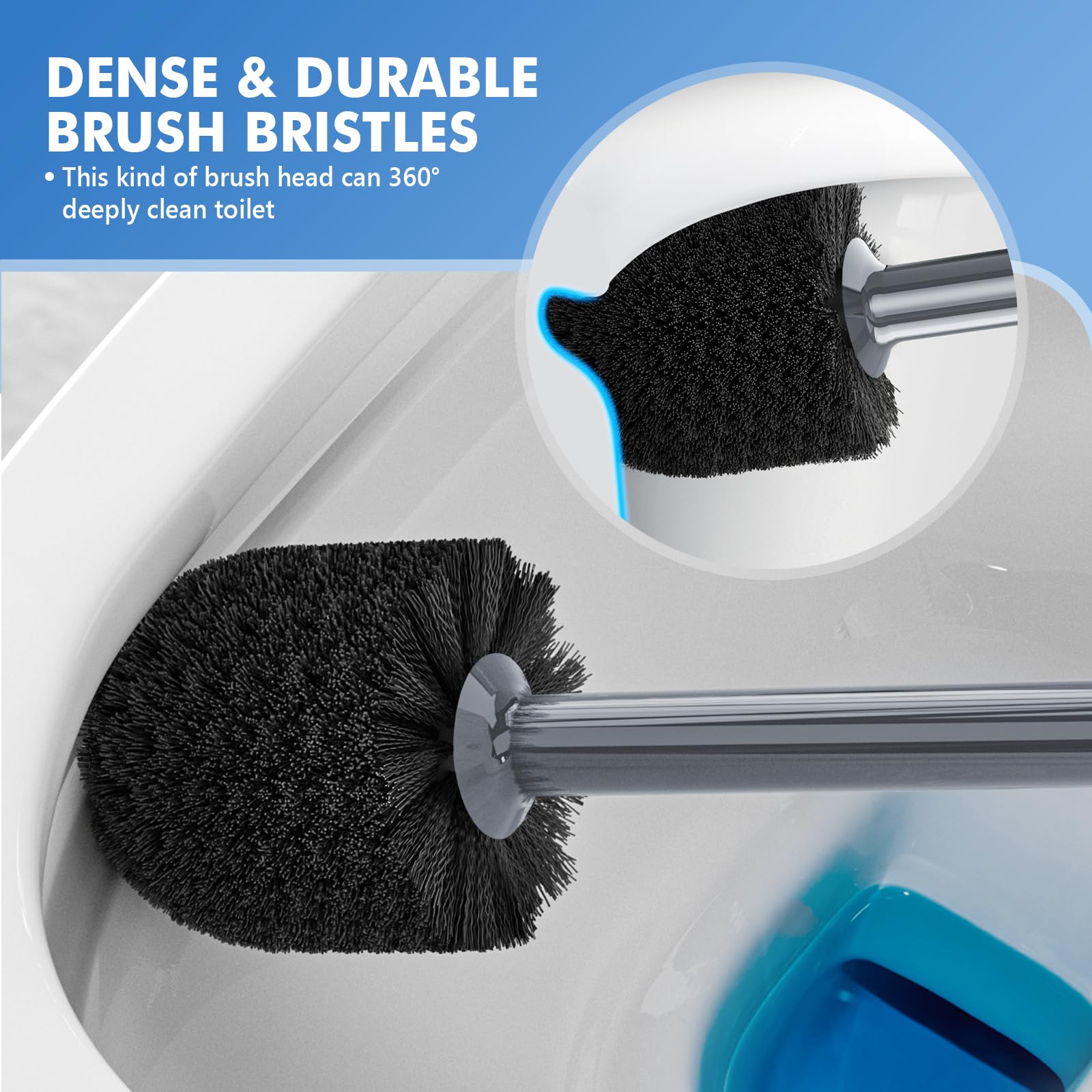 LOVLOY Déboucheur et Brosse de Toilette avec Support, Brosse de Cuvette et Piston de Toilette Robuste avec Support ventilé, Brosse WC et Piston 2 en 1 pour vidange de Toilettes de 13,5 cm (Gris, 1)