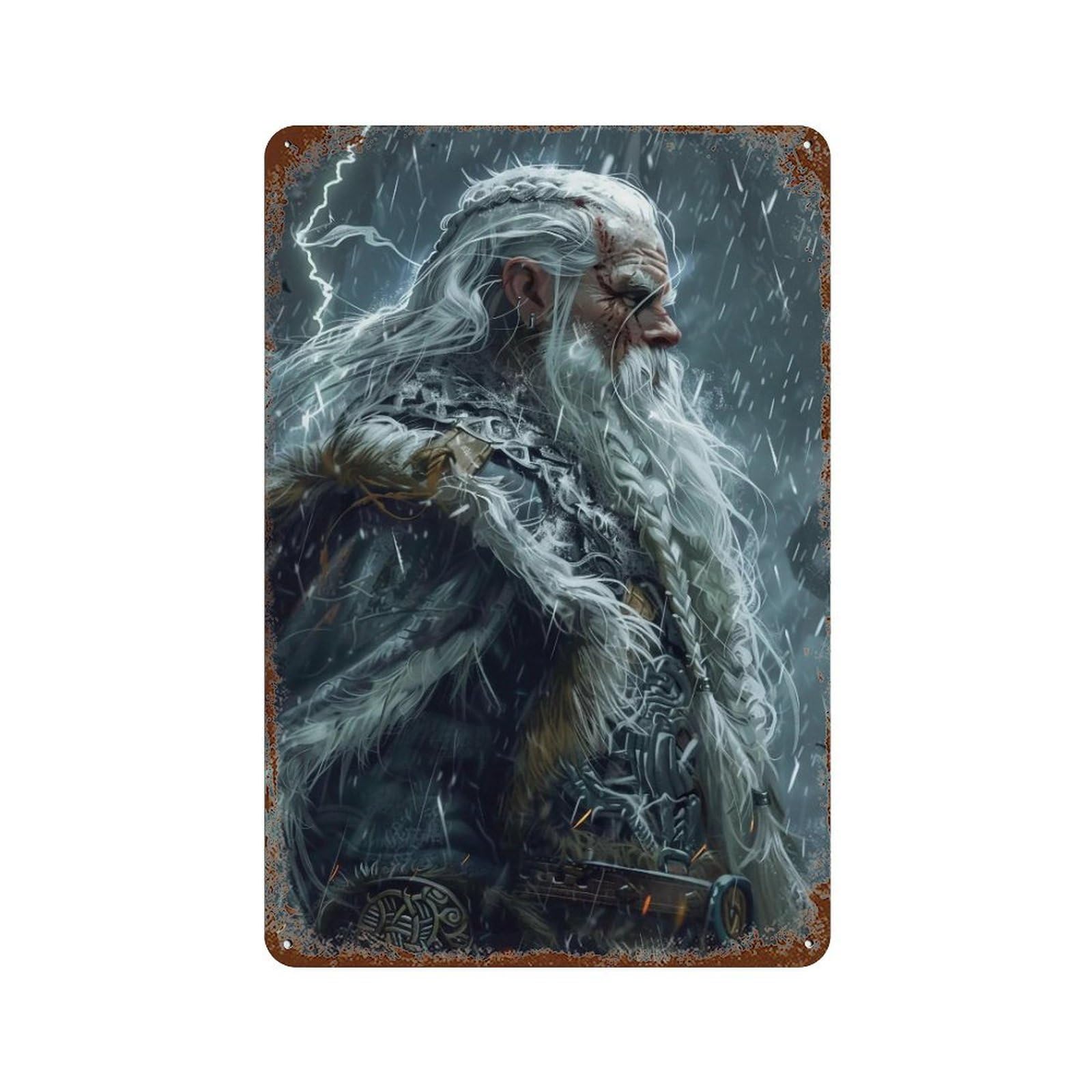 HDURYEYRYY Storm Elder Viking 01 Wall Retro Iron Vintage Art Metal Tin Sign Poster Modern Home Cofffee Club Art Bar Shop Decor 30x20cm